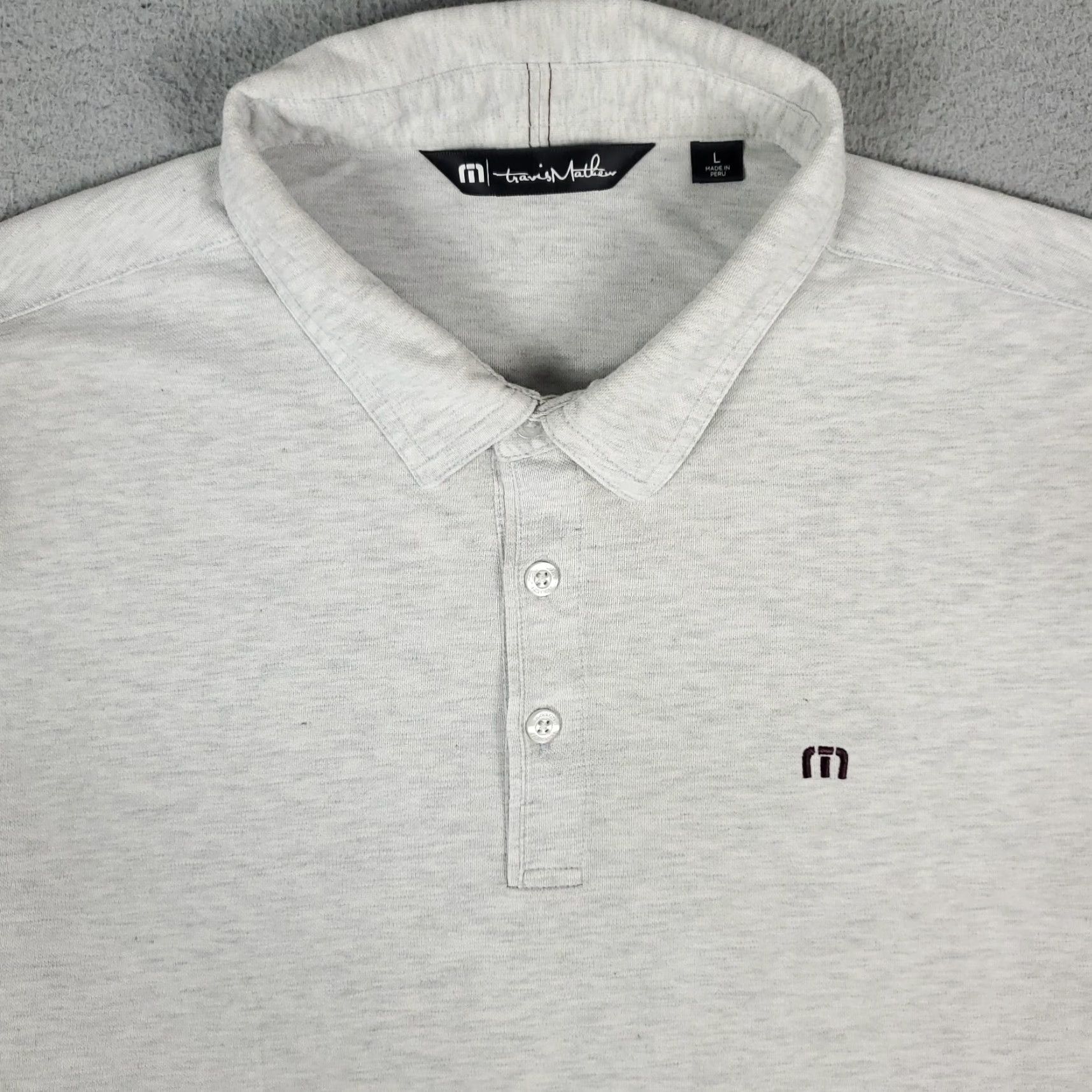 TravisMathew Travis Mathew Golf Gray Short Sleeve Polo Shirt Size Large Casual Mens Stained Size US L / EU 52-54 / 3 - 2 Thumbnail