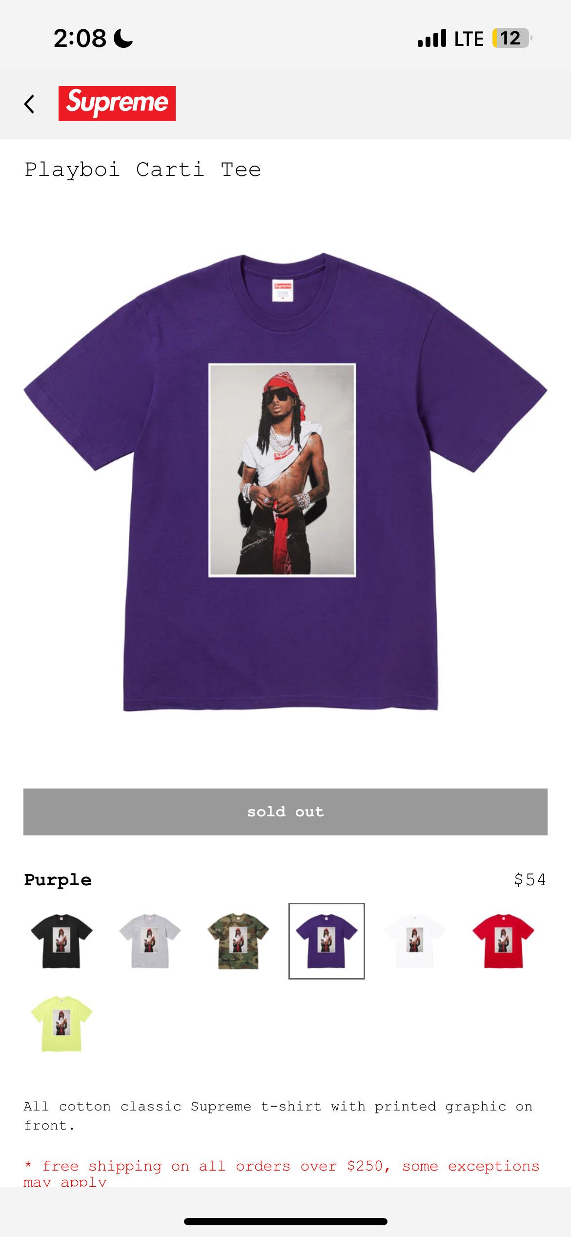新品未開封 Supreme Playboi Carti Tee M Purple T-Shirt Supreme Playboi Carti Tee Purple®️ •Sold❌❌ •Size: XL