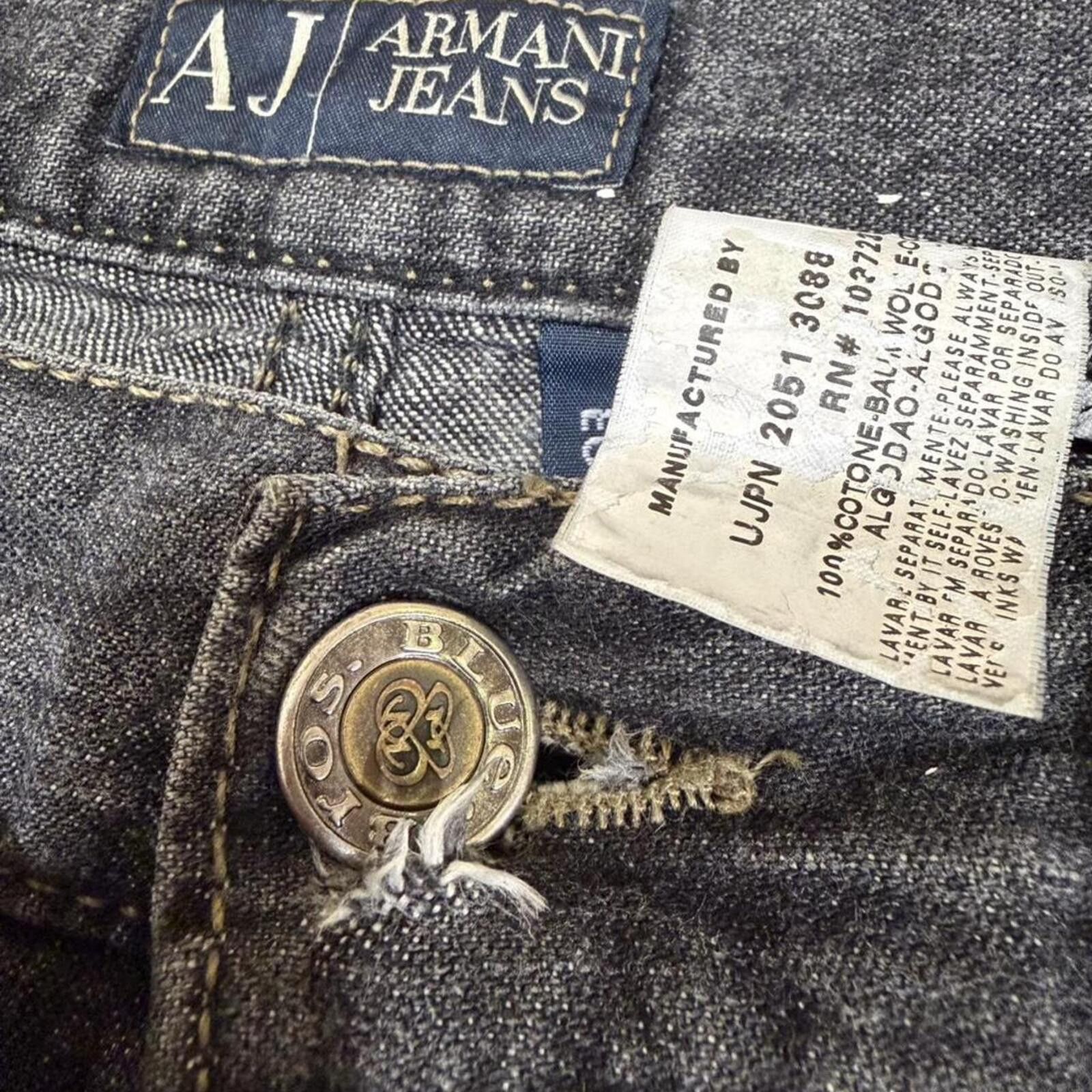 True Religion Armani Jeans black denim jeans with paint splatter Size US 32 / EU 48 - 4 Thumbnail