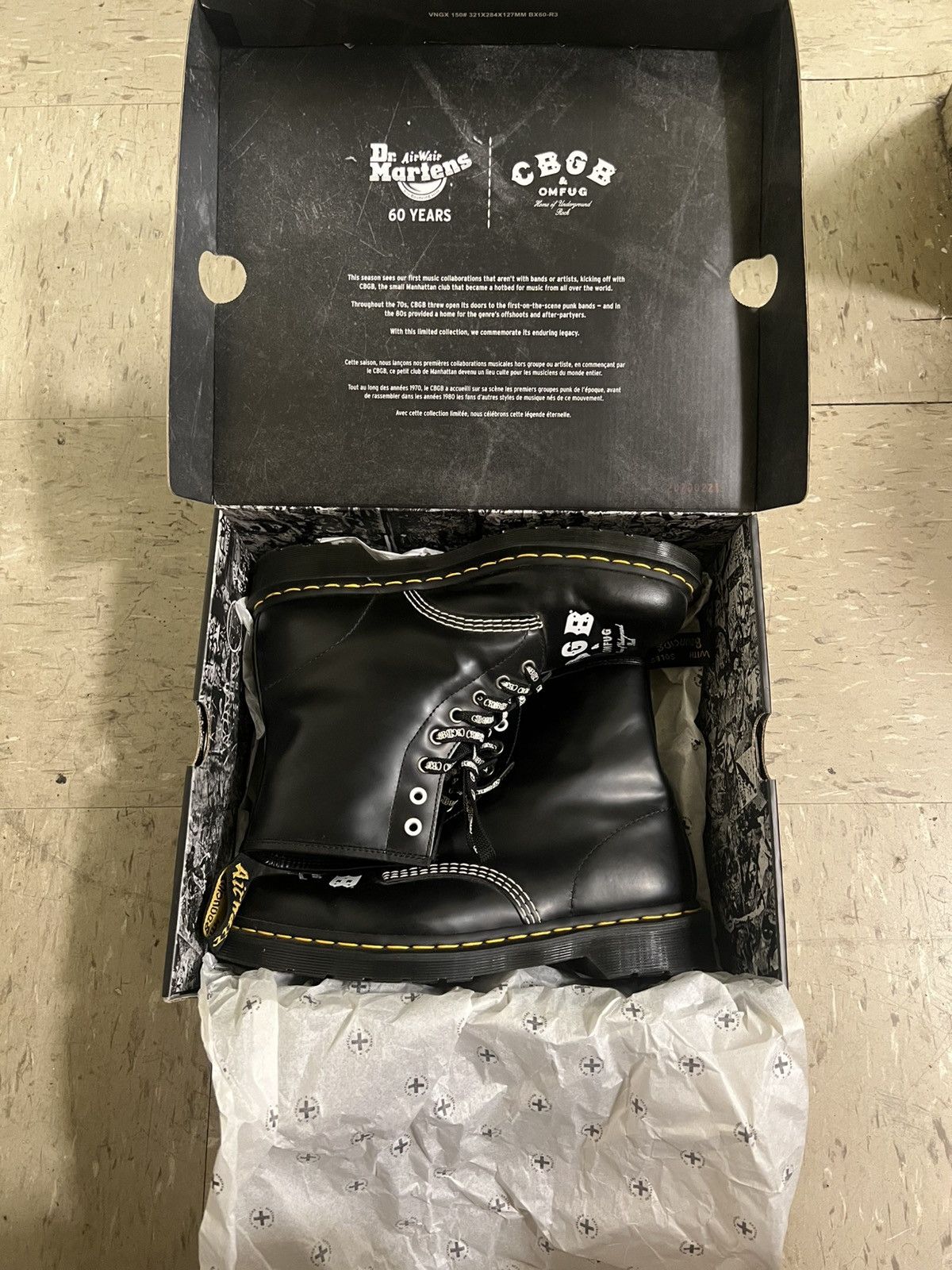 Dr. Martens X Cbgb X Omfug 1460 Style Black Leather Shoes, Men's (Size 10)