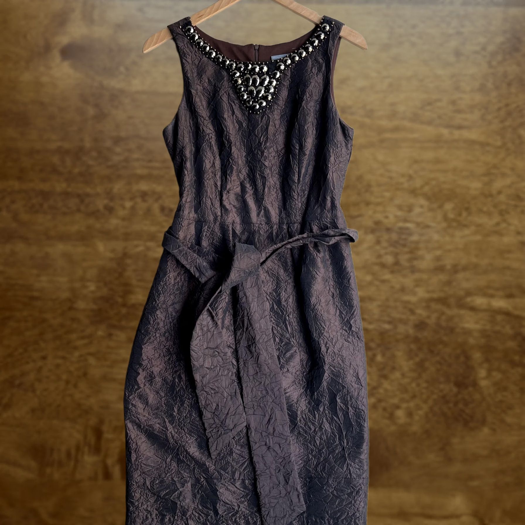 Vintage rabbit rabbit rabbit DESIGNS Dress Womens 10 Brown Beaded Sheath Party Cocktail Dress Womens 10 Brown Beaded Sheath Party Cocktail Women Mens Girls Size L / US 10 / IT 46 - 1 Thumbnail