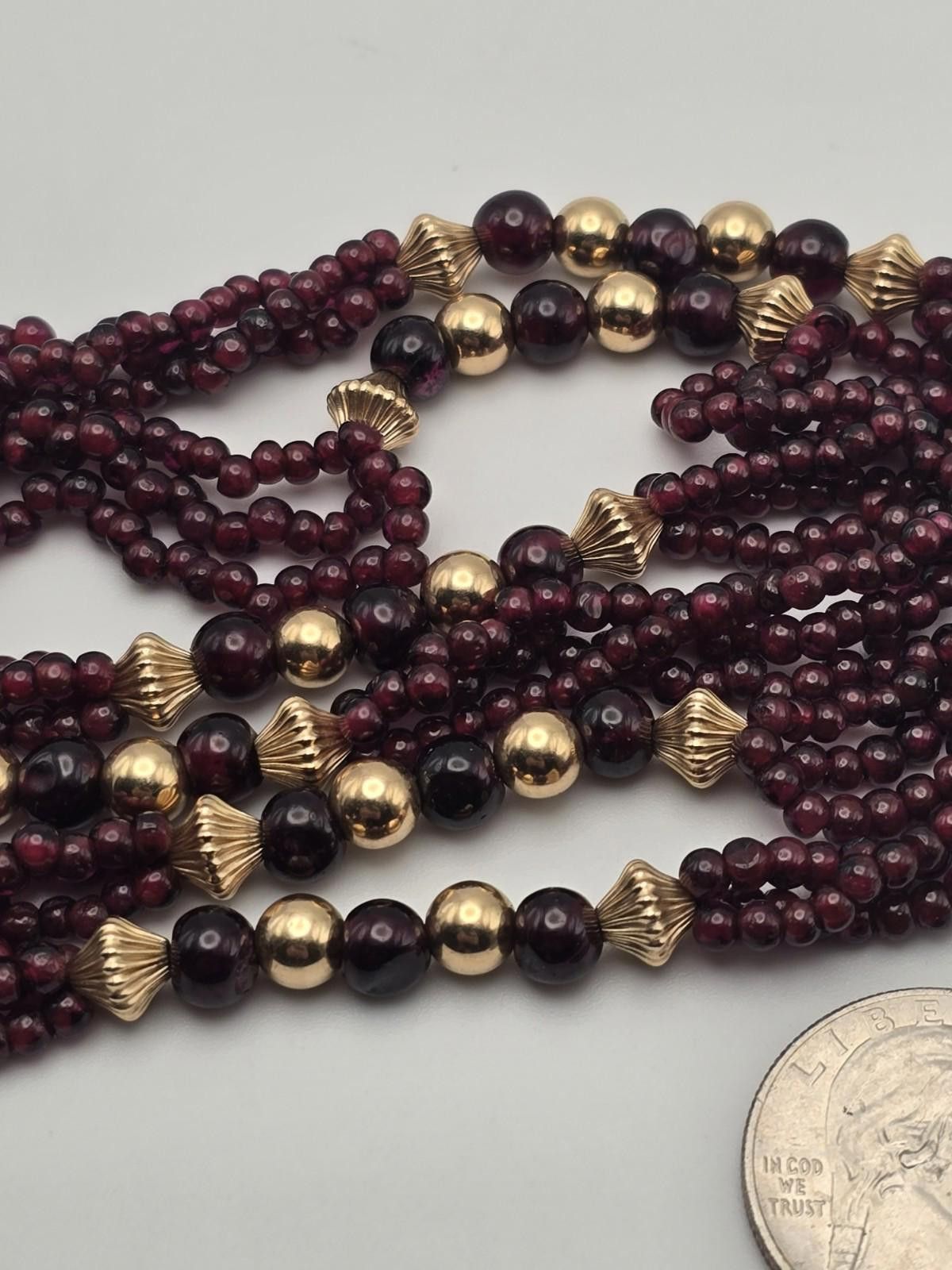 The Unbranded Brand 30" 14k Gold Bead Garnet Necklace 50g Vintage Multi Strand Size ONE SIZE - 8 Thumbnail