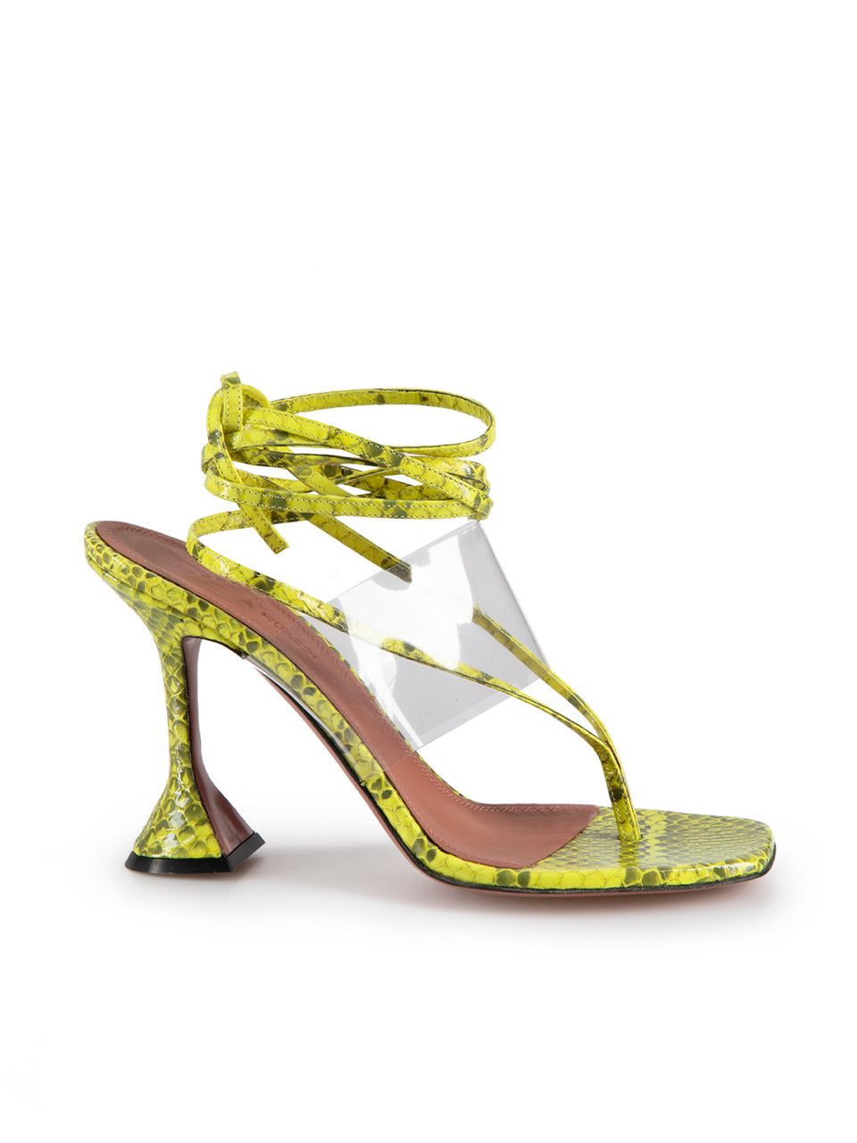 Amina Muaddi Yellow Zula 95 Leather Snake Sandals Size US 10 / IT 40 - 1 Thumbnail