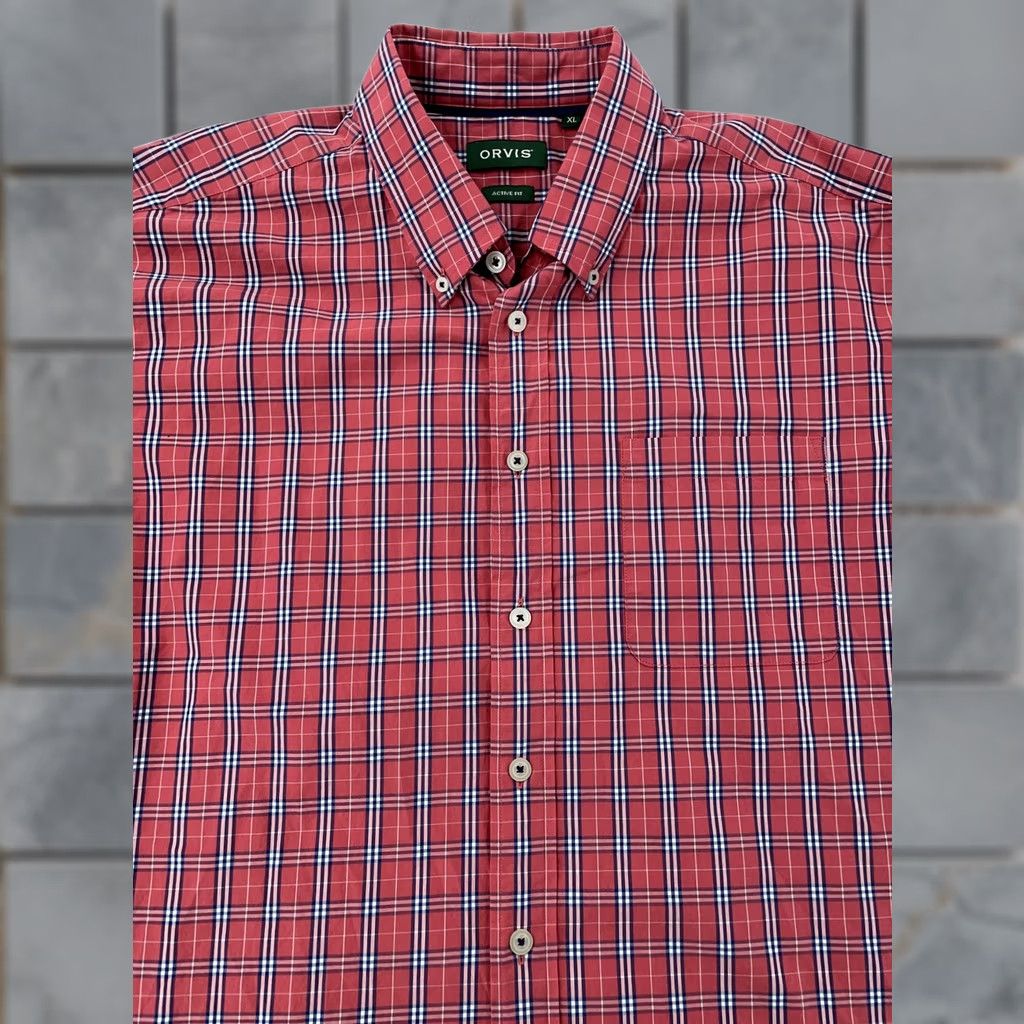 Orvis Orvis Shirt Mens XL Red Plaid Heritage Wash Active Fit L/S Button Down Size US XL / EU 56 / 4 - 1 Thumbnail