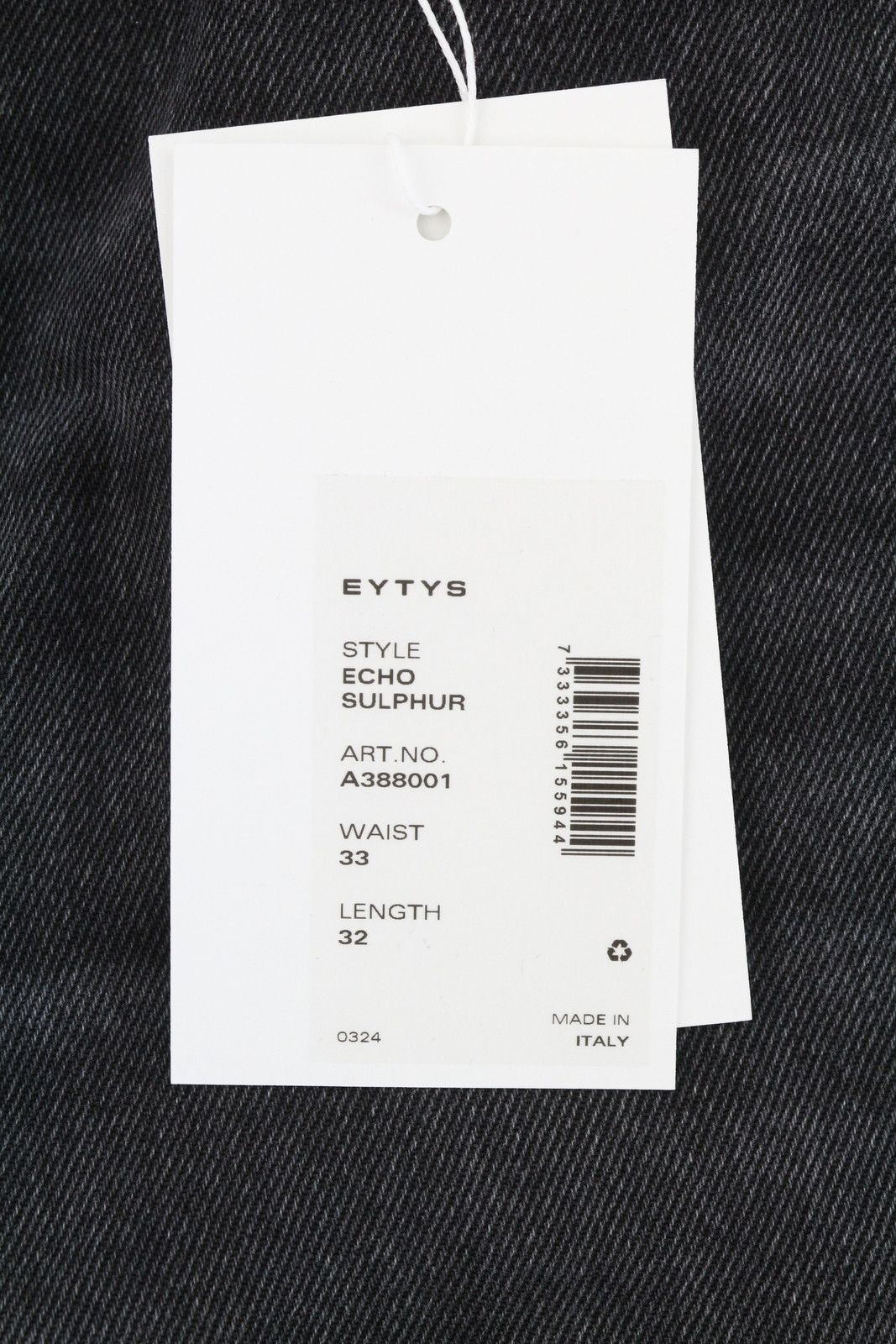 Eytys ECHO SULPHUR ULTRA BAGGY W33/L32 Black Faded RRP370 89325 Size US 33 - 10 Thumbnail
