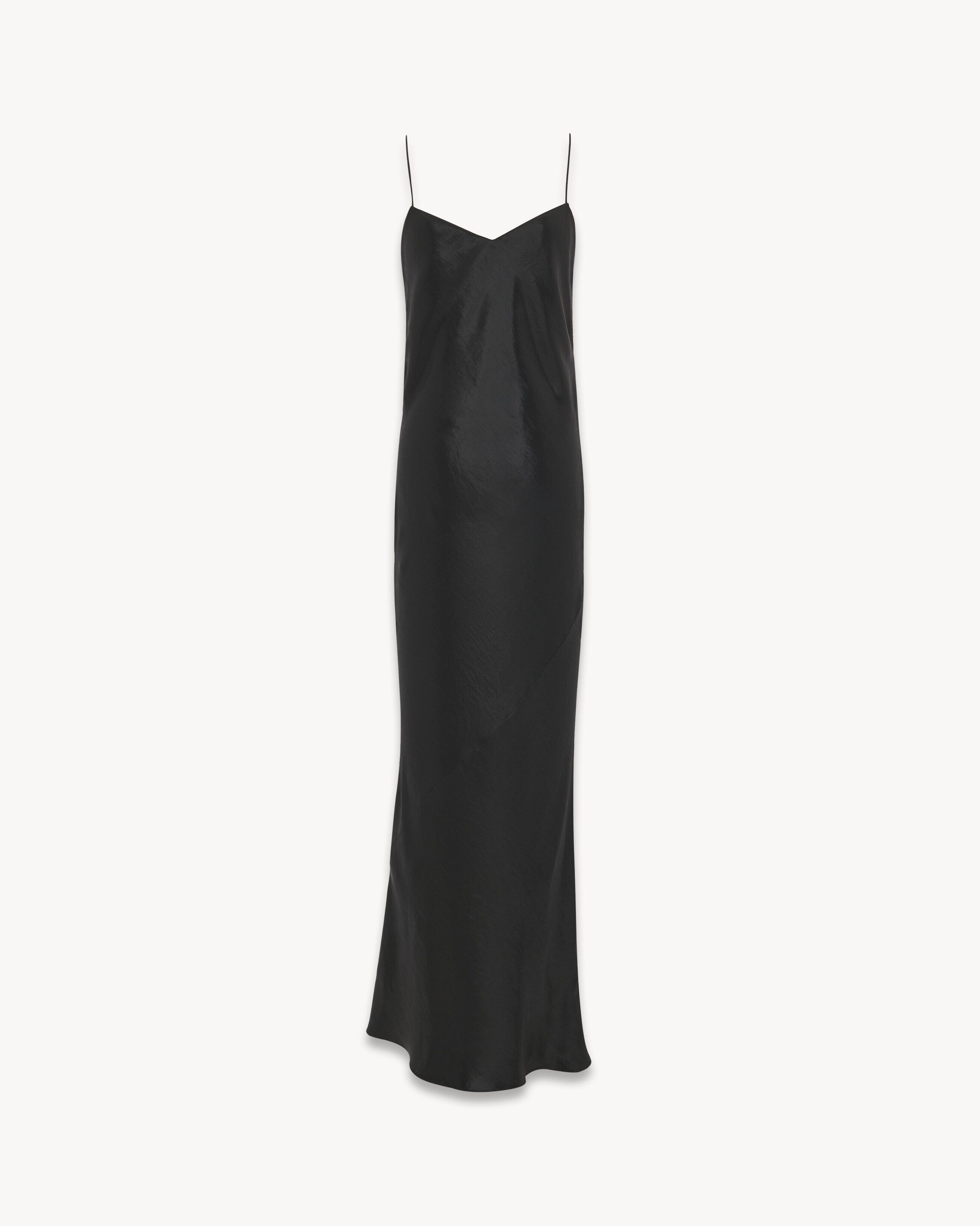 Saint Laurent Paris o1s1wg111124 Long Cowl-Back Dress Iridescent Satin in Black Size M / US 6-8 / IT 42-44 - 1 Thumbnail