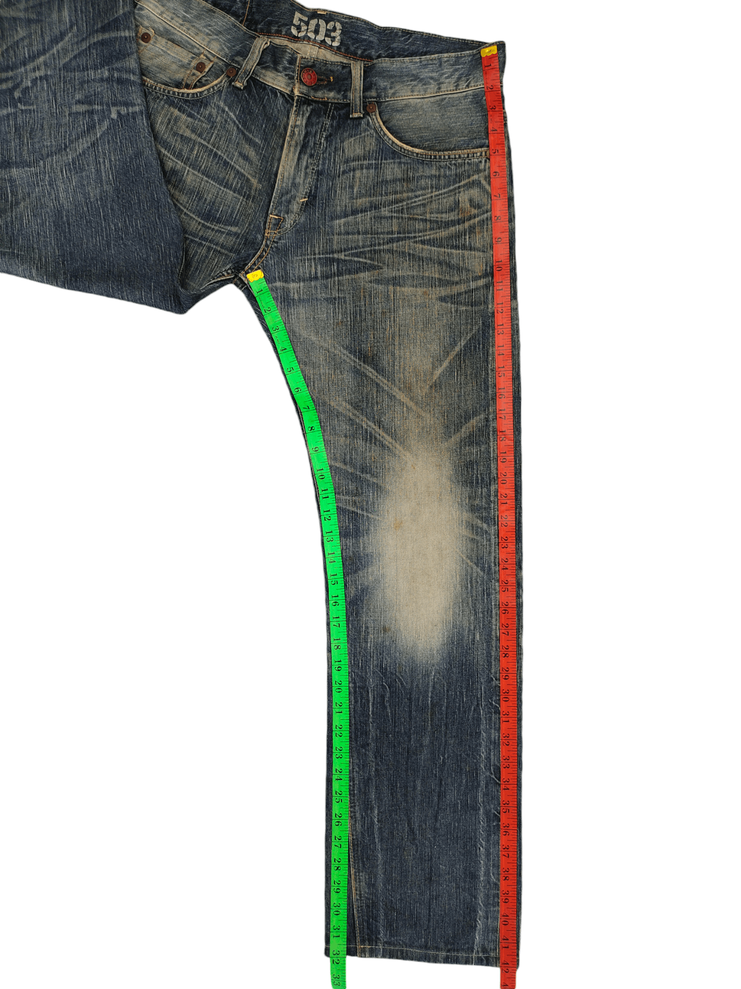 Number (N)ine × Undercover Edwin 503 Clawmark Distress Faded Jeans Undercover Style Size US 34 / EU 50 - 8 Thumbnail