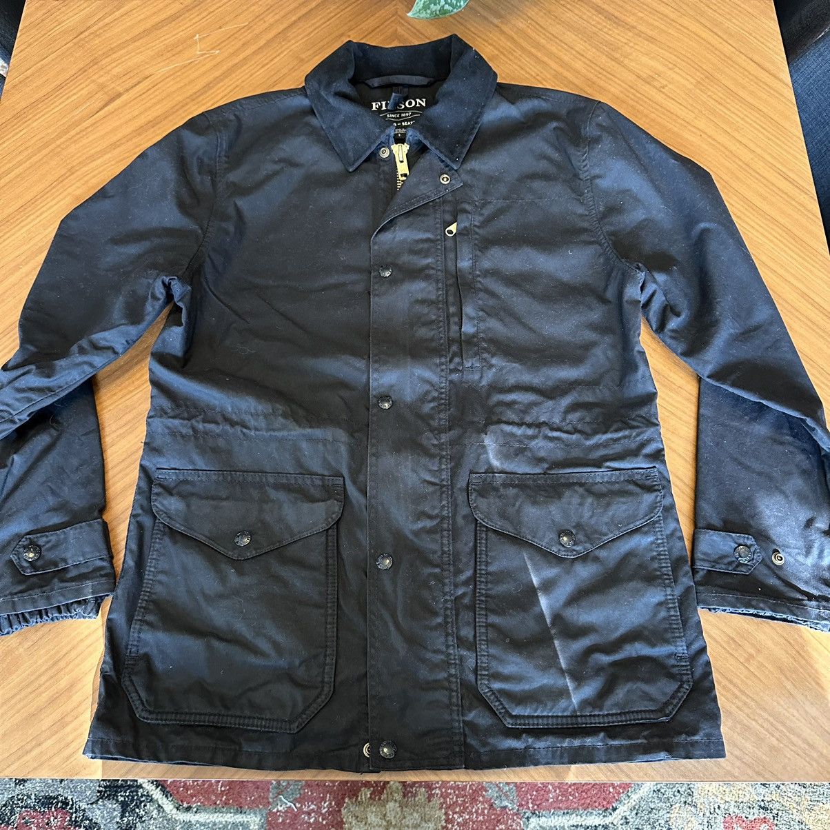 image of Filson Tin Cloth Waxed Jacket in Black, Men's (Size Small)