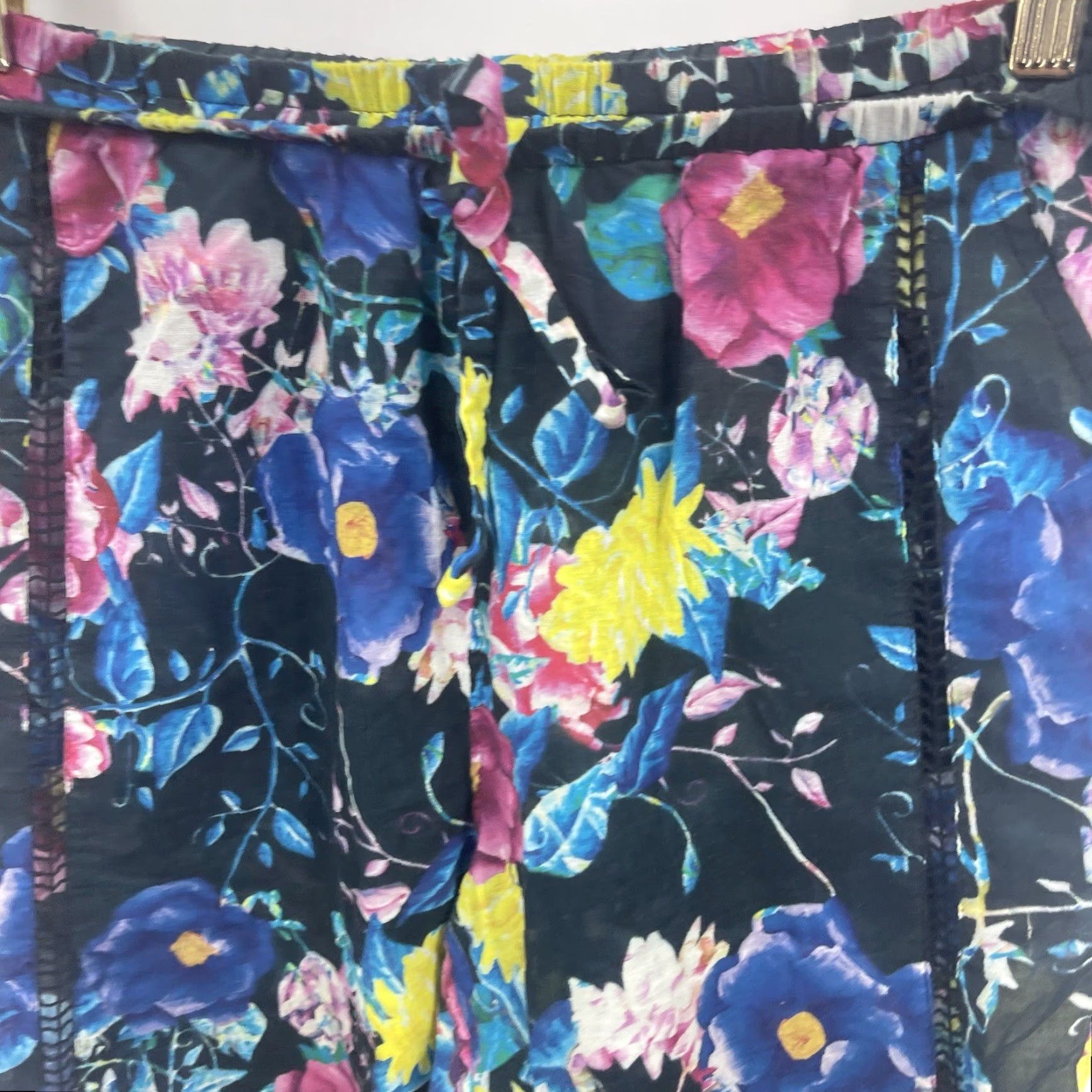 Vintage Seafolly Floral Pants Womens Small Tapered Leg Blue Casual Pockets Regular Fit Size 28" / US 6 / IT 42 - 4 Thumbnail