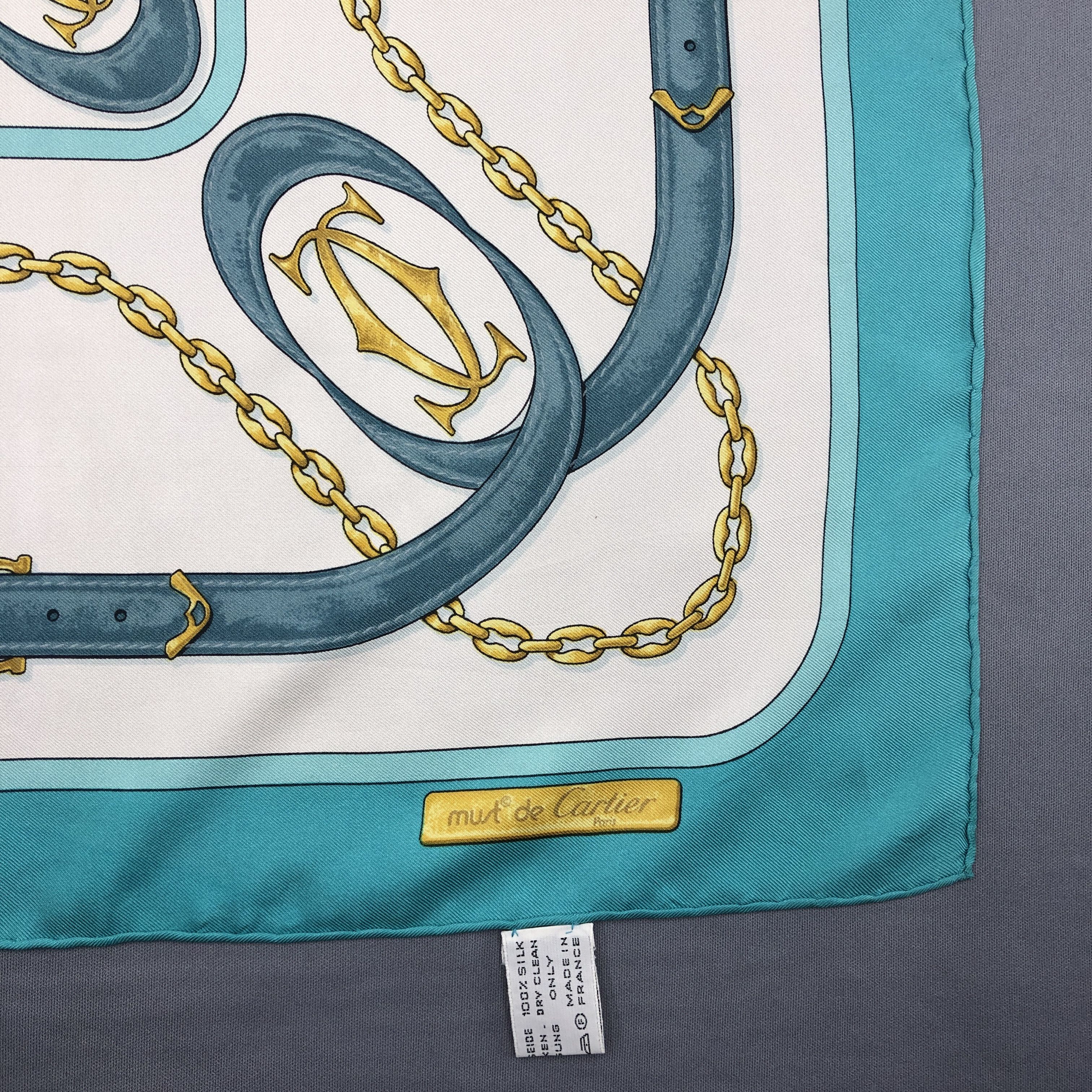 Cartier × Vintage Vintage Cartier SILK Scarf Twill Stole Wraps Scarves Size ONE SIZE - 16 Thumbnail
