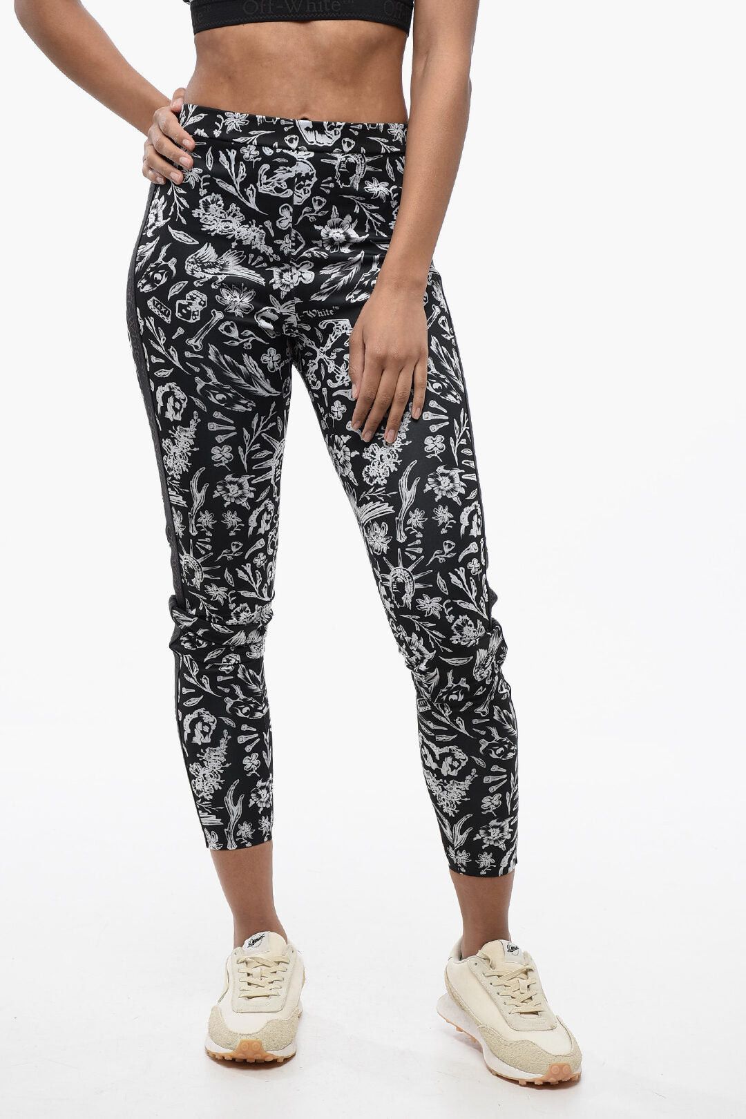 Off-White Old-School Pattern Leggings with Logo Band Size 27" / US 4 / IT 40 - 1 Thumbnail