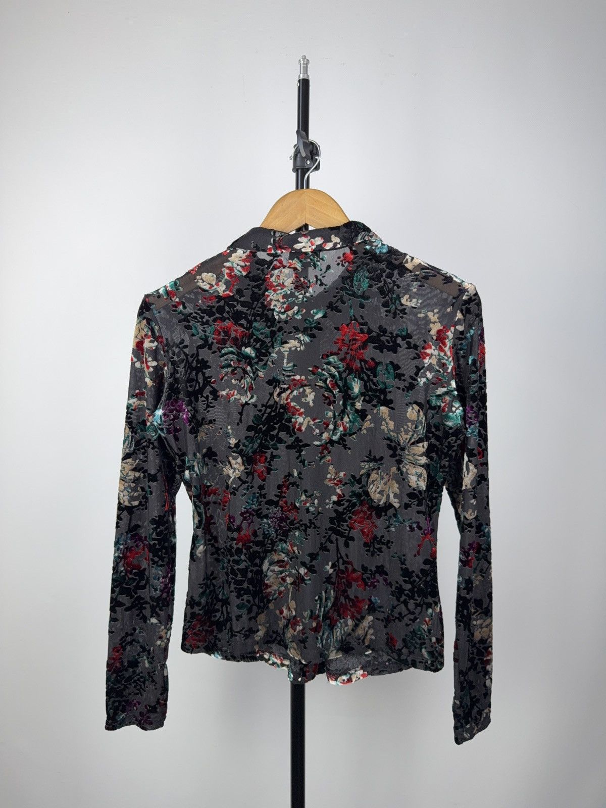 Desigual × Japanese Brand Desigual floral velvet mesh blouse vintage sheer y2k art Size S / US 4 / IT 40 - 5 Thumbnail