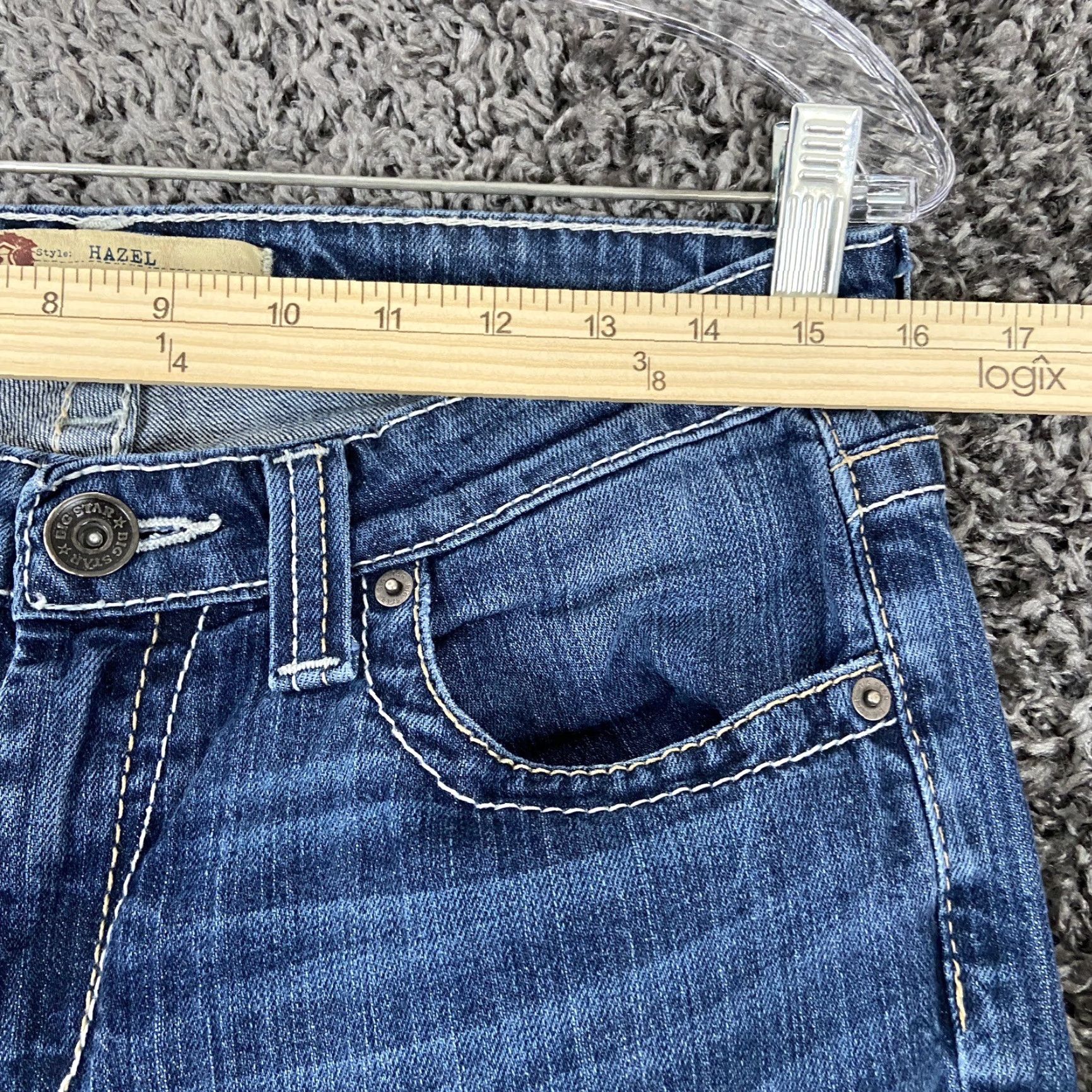 Vintage Big Star Hazel Curvy Fit Heavy Stitch Blue Jeans Women’s 29R Size 29" - 6 Thumbnail