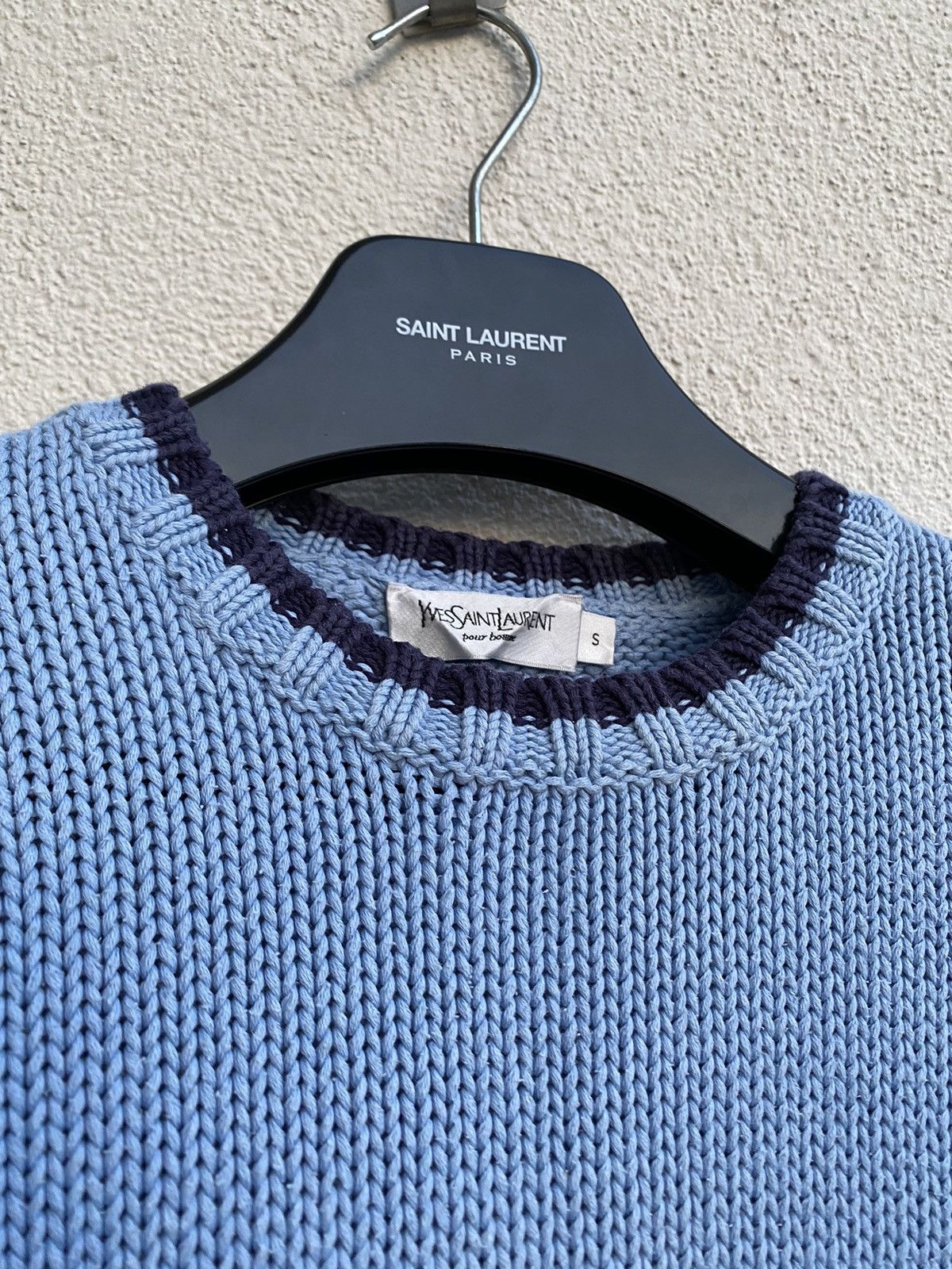 Yves Saint Laurent Heavy YSL Sweater Blue Knit YSL Sweatshirt Size US S / EU 44-46 / 1 - 4 Thumbnail