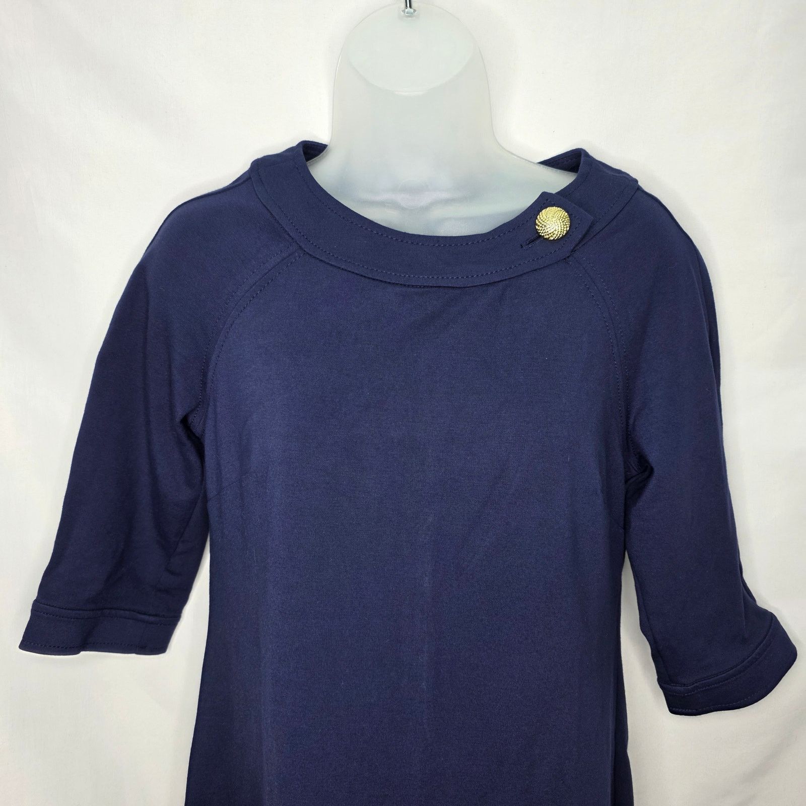 Other Talbots Blue Elbow length Sleeve Round Neck Sheath Dress Size S / US 4 / IT 40 - 3 Thumbnail