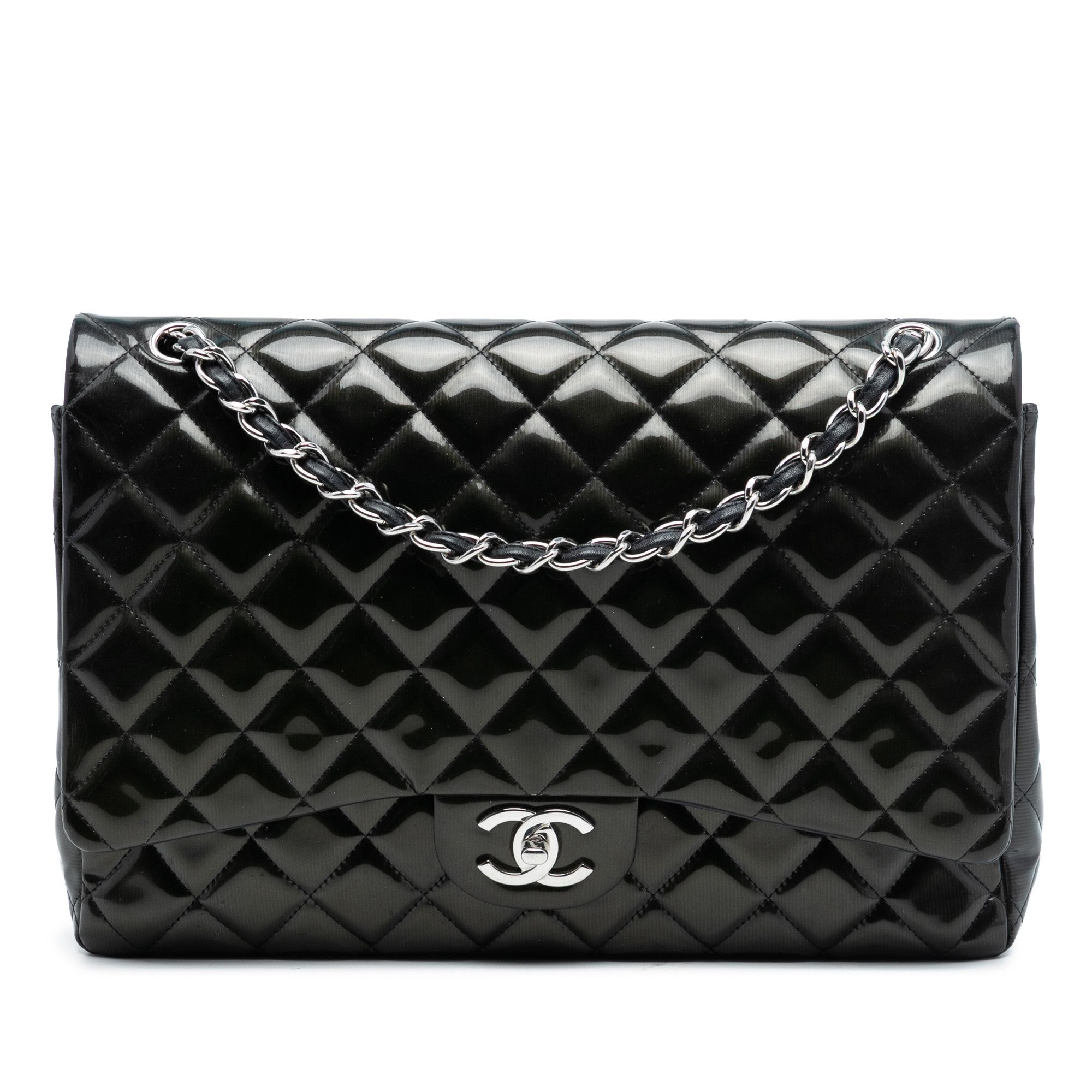 Chanel Chanel Maxi Classic Striped Patent Double Flap Size ONE SIZE - 1 Thumbnail