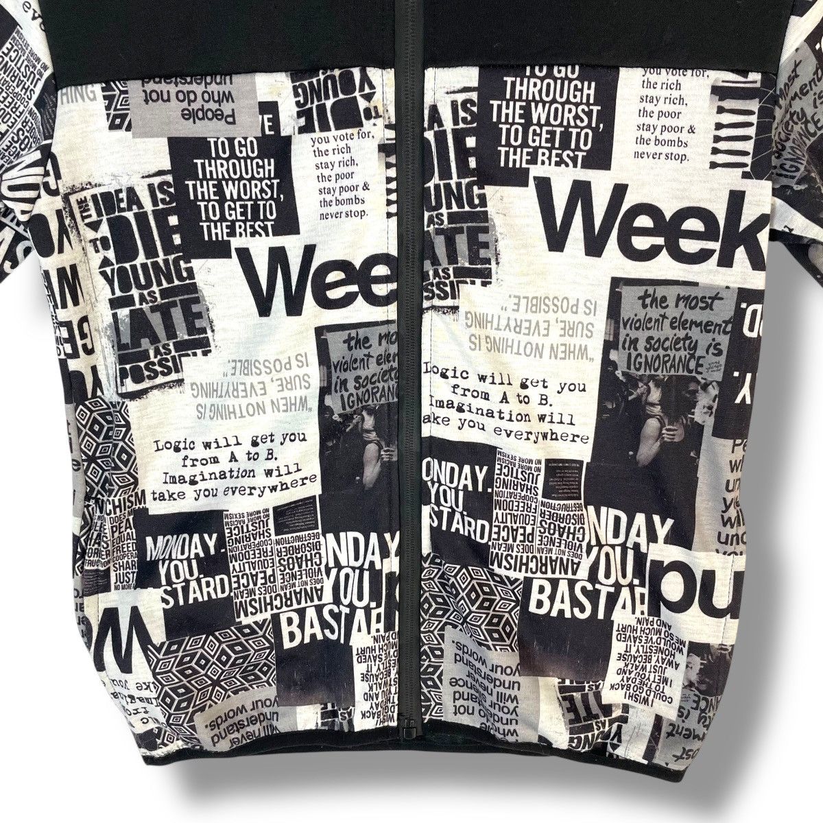 20471120 SHISKY NEWSPAPER WORDING ANARCHY SEDITIONARIES PUNK JACKET Size US S / EU 44-46 / 1 - 8 Thumbnail