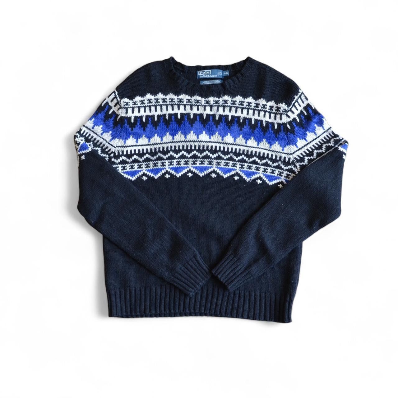 Polo Ralph Lauren Polo Ralph Lauren L black blue fair isle crewneck sweater Size US L / EU 52-54 / 3 - 1 Thumbnail