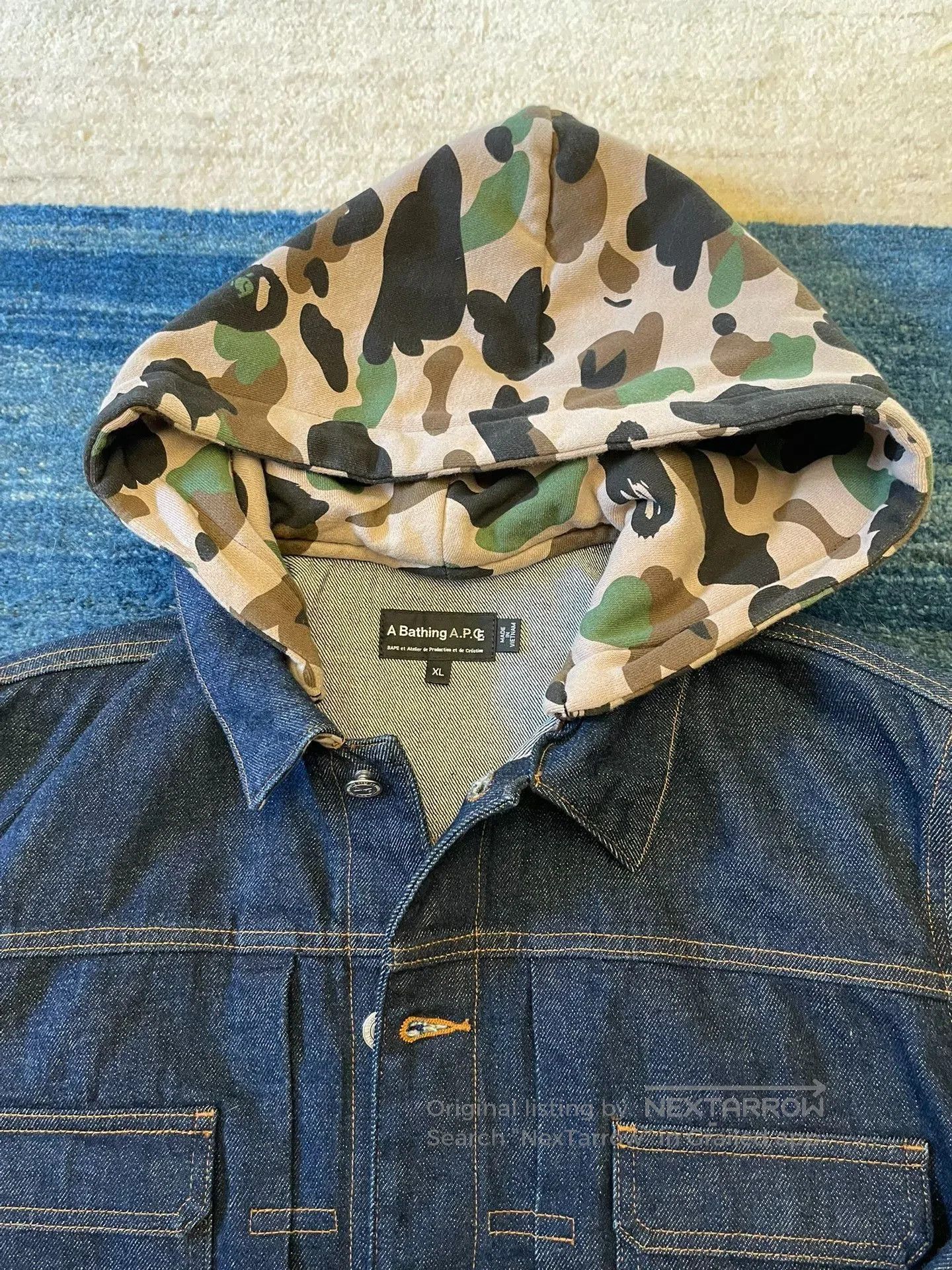 Bape A.P.C. Bape Collaboration Camo Hat Denim Jacket. Size US XL / EU 56 / 4 - 3 Thumbnail
