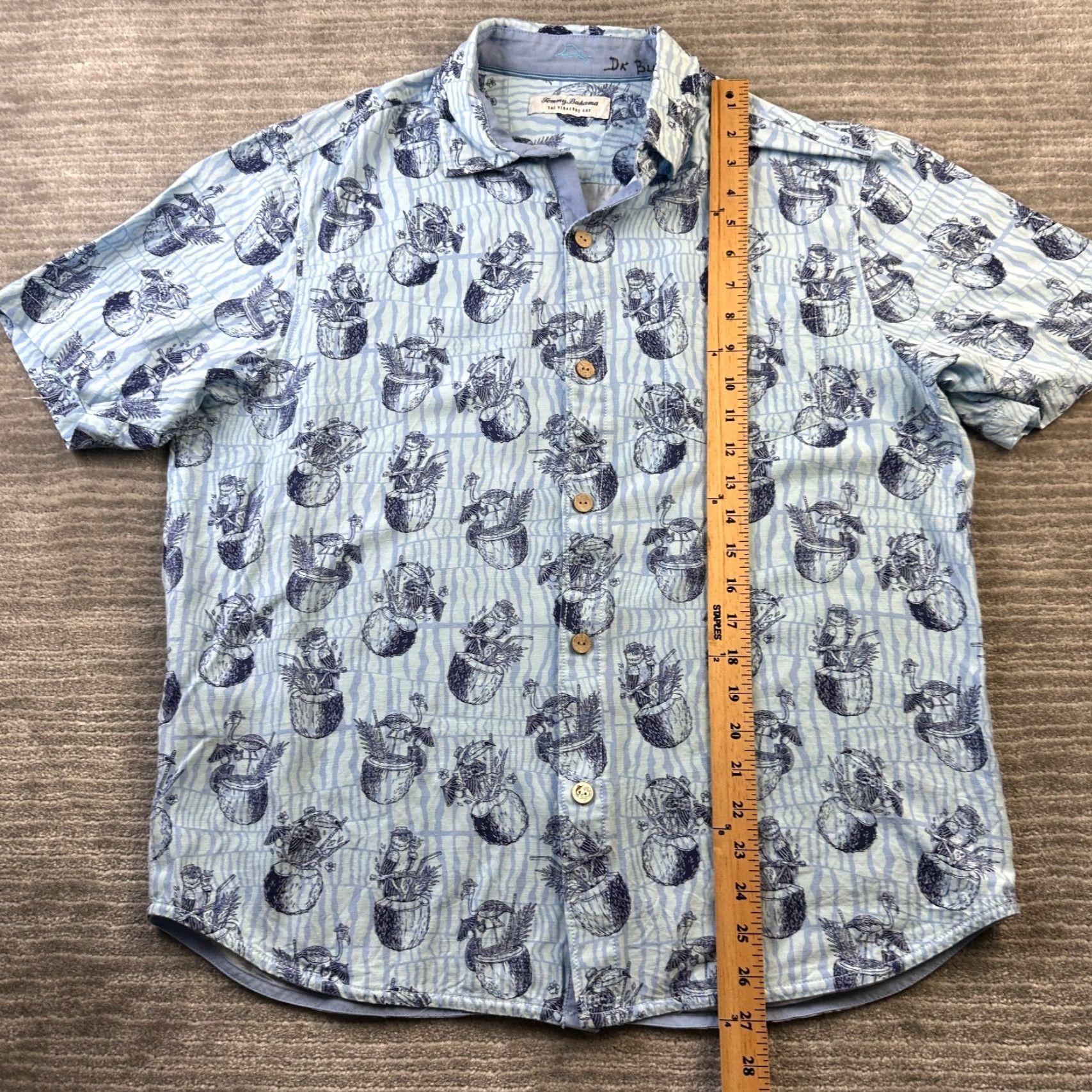 Tommy Bahama Tommy Bahama Coast Shirt Mens Large Blue Veracruz Cay Camp Viscose Pineapple Floral Short Sleeve Button-Up Size US L / EU 52-54 / 3 - 7 Thumbnail