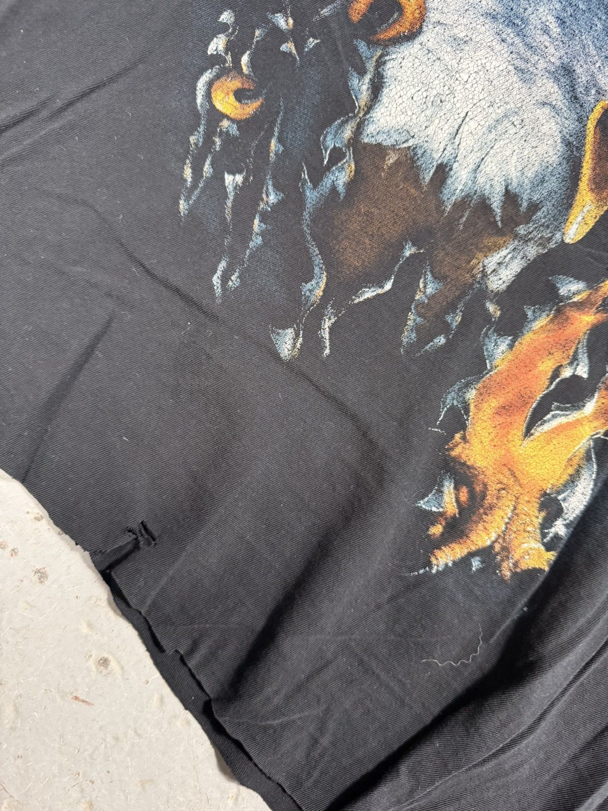 Vintage Vintage Cropped Thrashed Harley Davidson Eagle Breakout Tee Size US L / EU 52-54 / 3 - 6 Thumbnail