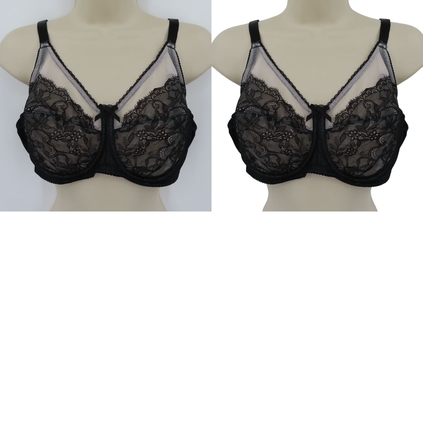 Vintage Wacoal Bra 40D Black Floral Lace Underwire Unlined T-Shirt Women Cup D Band 40 Hooks & Eye 855186 Size ONE SIZE - 9 Thumbnail