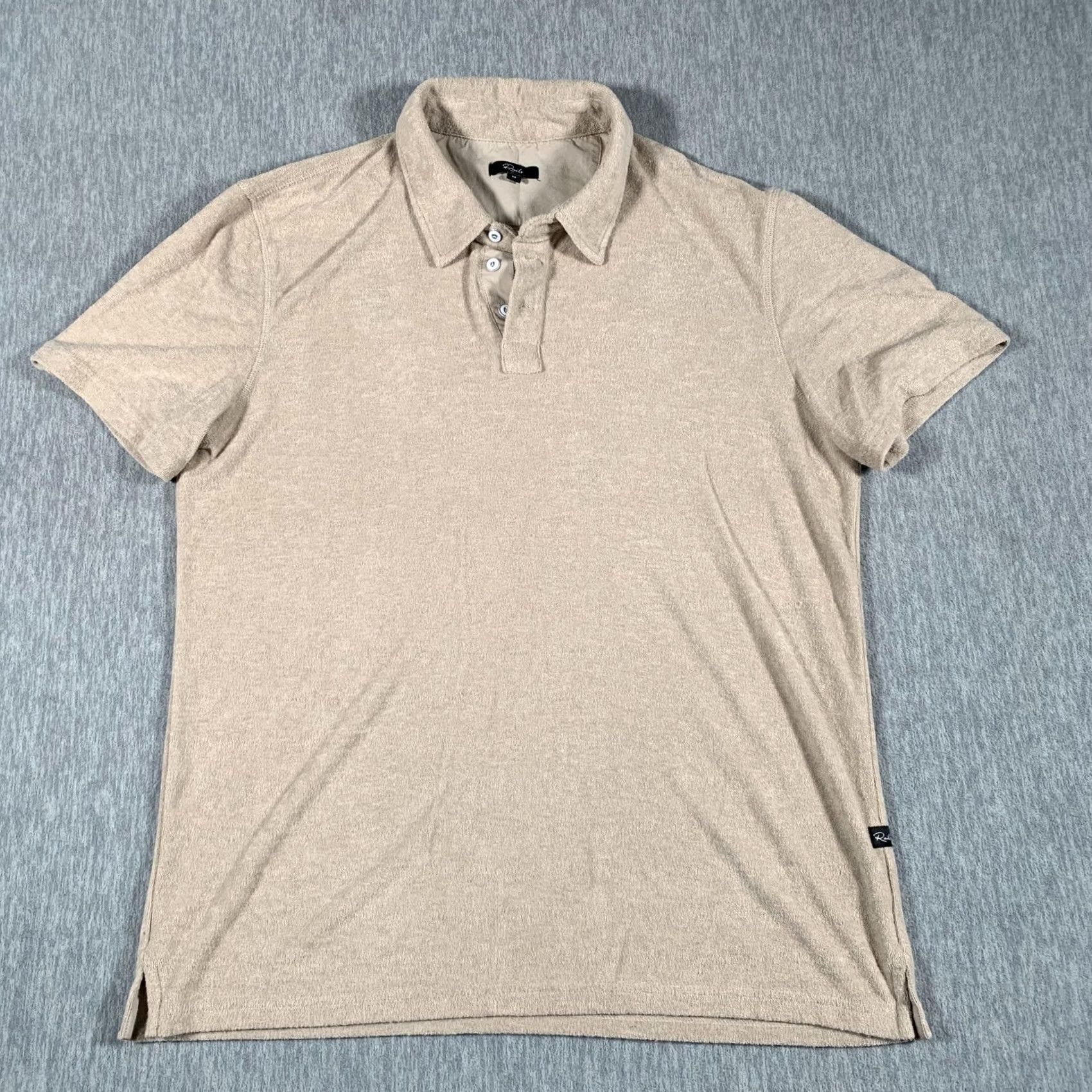 Rails Rails Polo Shirt Mens Medium Beige Terry Cloth Textured Short Sleeve Casual Polo Shirt Rails Logo Tab Short Sleeve Mens Medium Beige Solid 100% Cotton Size US M / EU 48-50 / 2 - 2 Thumbnail