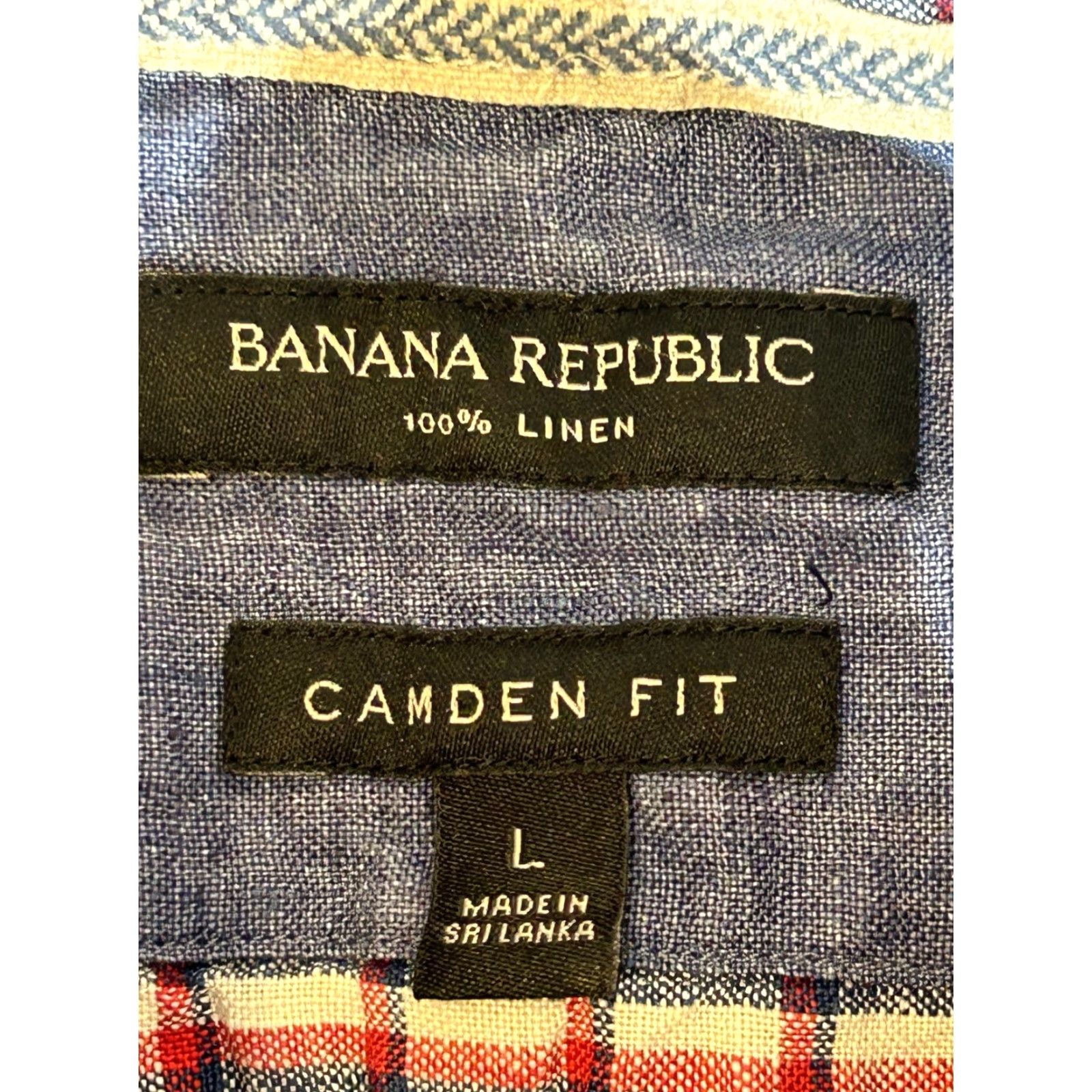 Banana Republic Banana Republic Shirt Mens Large Plaid Linen Short Sleeve Button Camp Camden Fit Size US L / EU 52-54 / 3 - 7 Thumbnail