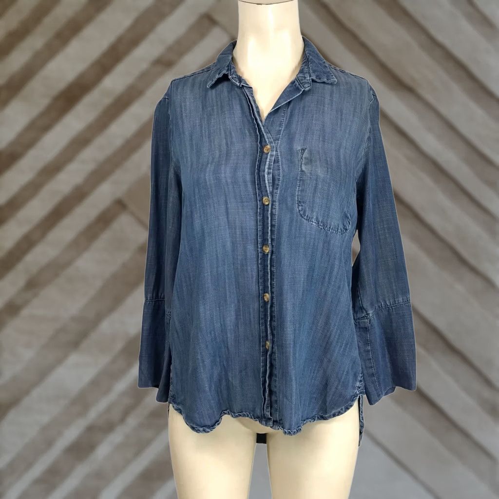 Denime Cloth & Stone Women's Small Blue Long Sleeve Button Up Denim Shirt Size S / US 4 / IT 40 - 1 Thumbnail