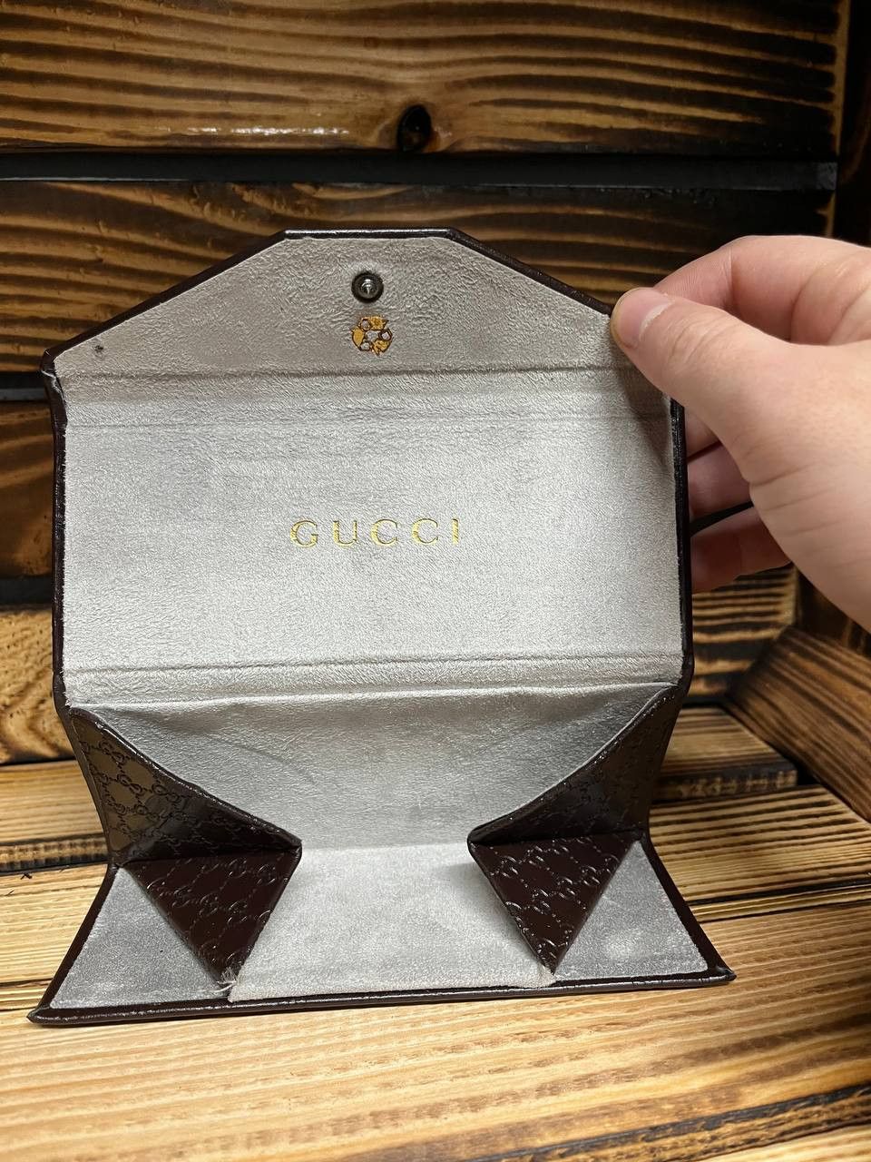 Gucci Gucci Folding Glasses Case Brown Leather Snap Vintage Size ONE SIZE - 8 Thumbnail