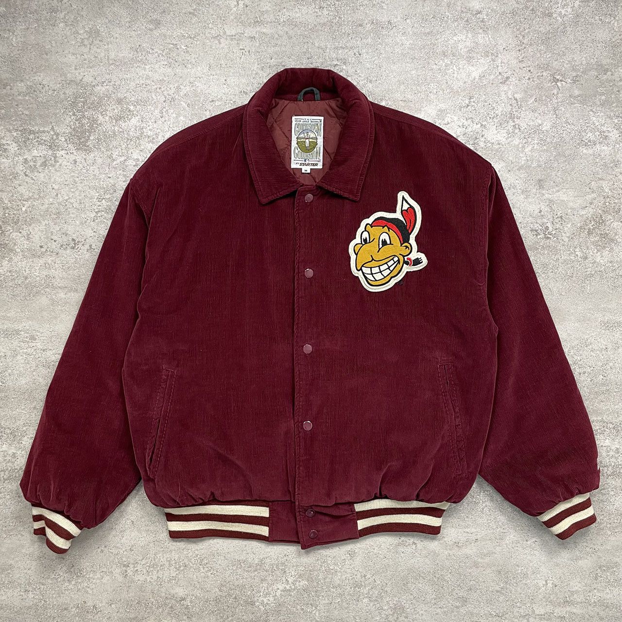 MLB × Starter × Vintage CLEVELAND INDIANS COOPERSTOWN CORDUROY JACKET CHIEF WAHOO Size US M / EU 48-50 / 2 - 2 Thumbnail