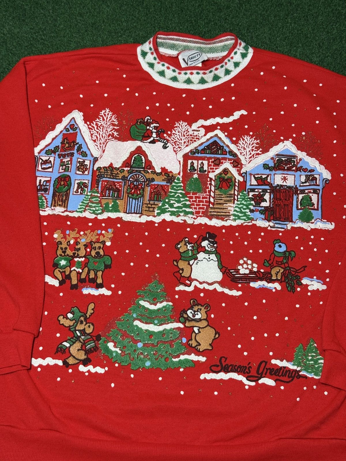 Vintage Vintage Seasons Greetings Christmas Medium Sweatshirt Size M / US 6-8 / IT 42-44 - 2 Thumbnail