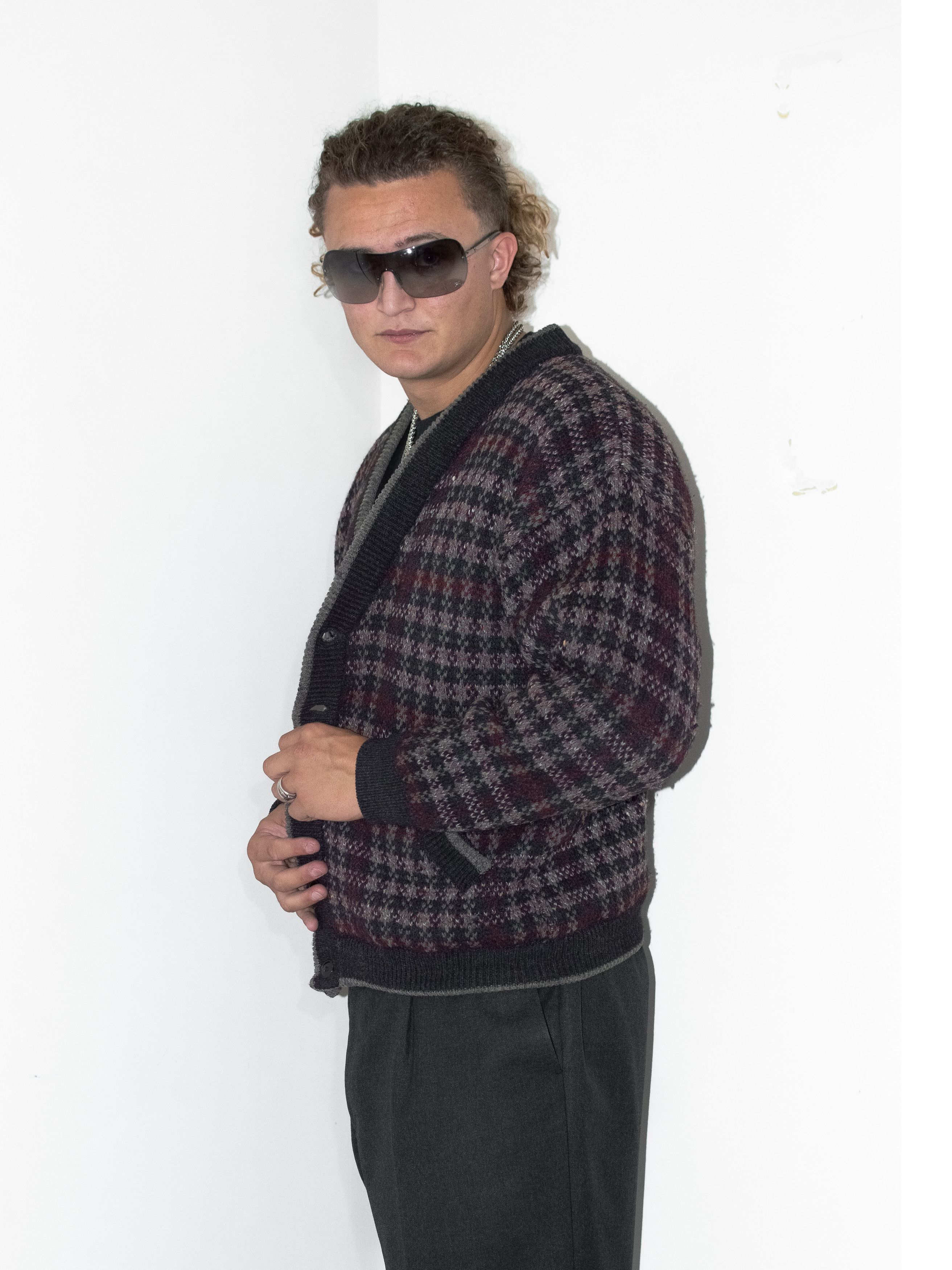 Designer × Vintage Vintage 80s Buttoned Geometric Knitted Thick Cardigan Jacket Size US S / EU 44-46 / 1 - 4 Thumbnail