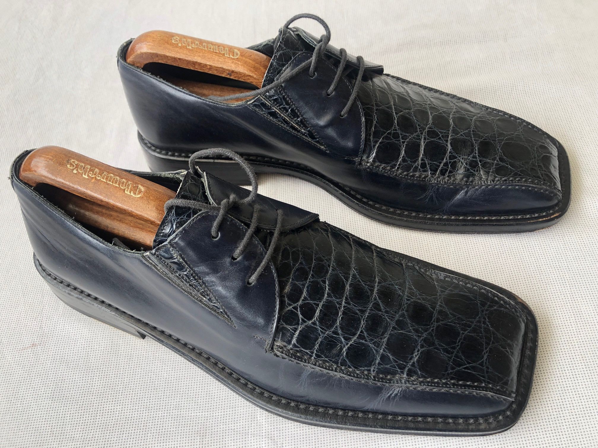 Mezlan Mezlan Dark Blue/Black Crcodile/leather Lace Up Shoes Size US 9 / EU 42 - 4 Thumbnail