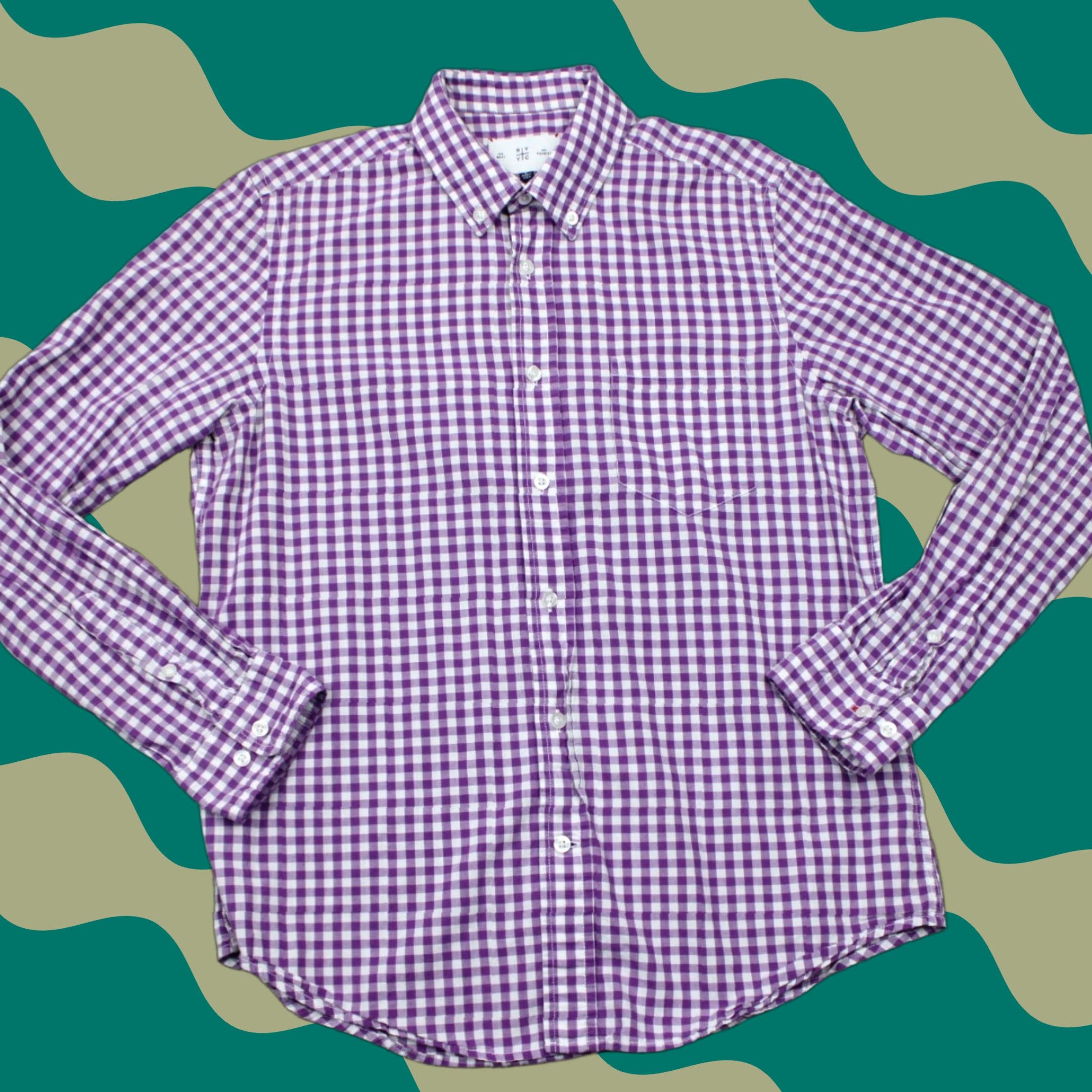 Vintage RVYC Shirt Mens Large Purple/White Gingham Cotton Long Sleeve Button Down Size US L / EU 52-54 / 3 - 1 Thumbnail