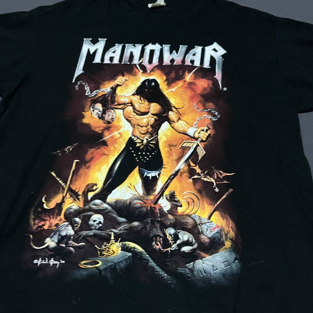 Band Tees × Vintage Vintage Manowar Warriors of the World Tour 2002 T-ShirtRare Size US L / EU 52-54 / 3 - 2 Thumbnail