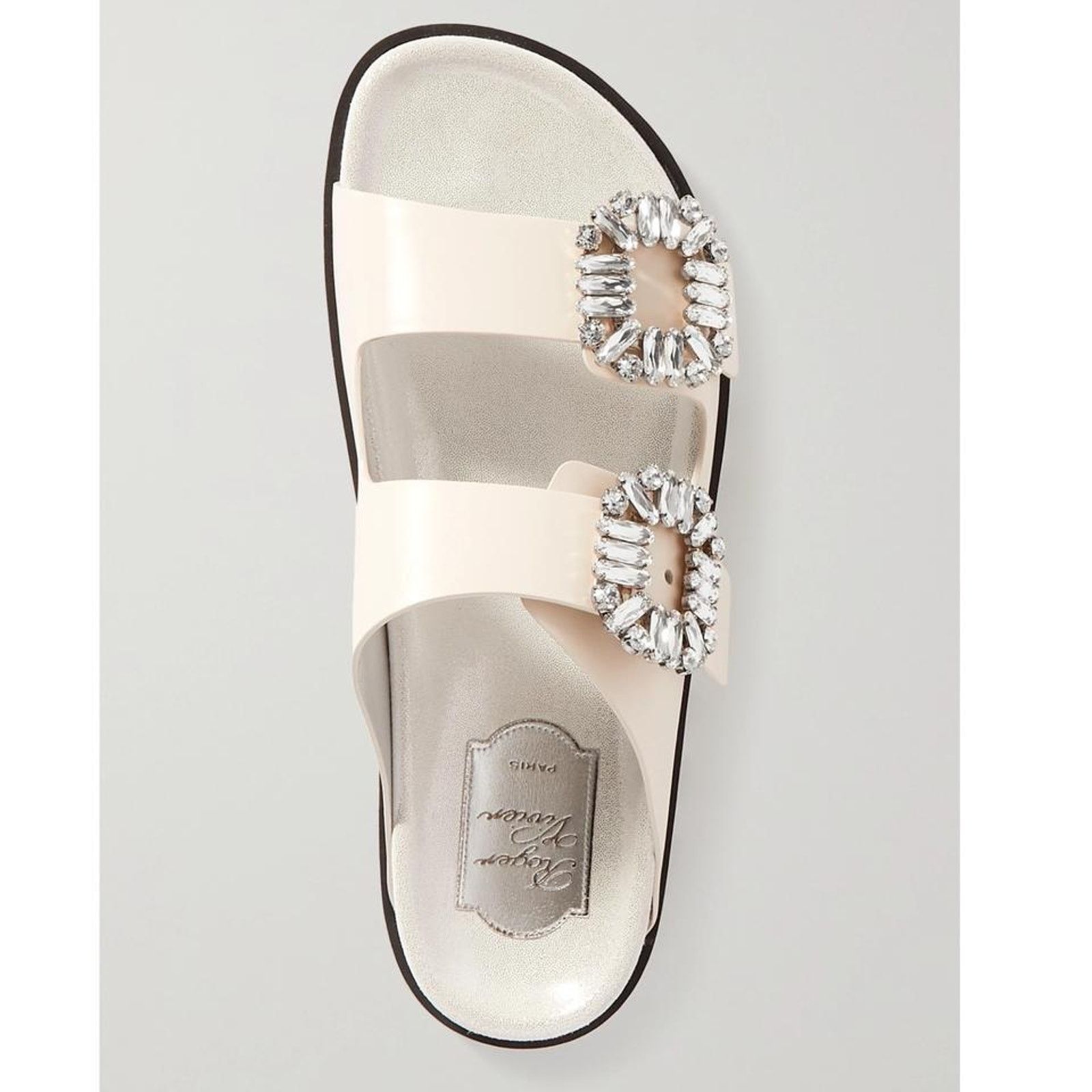 Roger Vivier Slidy Viv Swarovski Crystal embellished leather slides Size US 11 / IT 41 - 4 Thumbnail