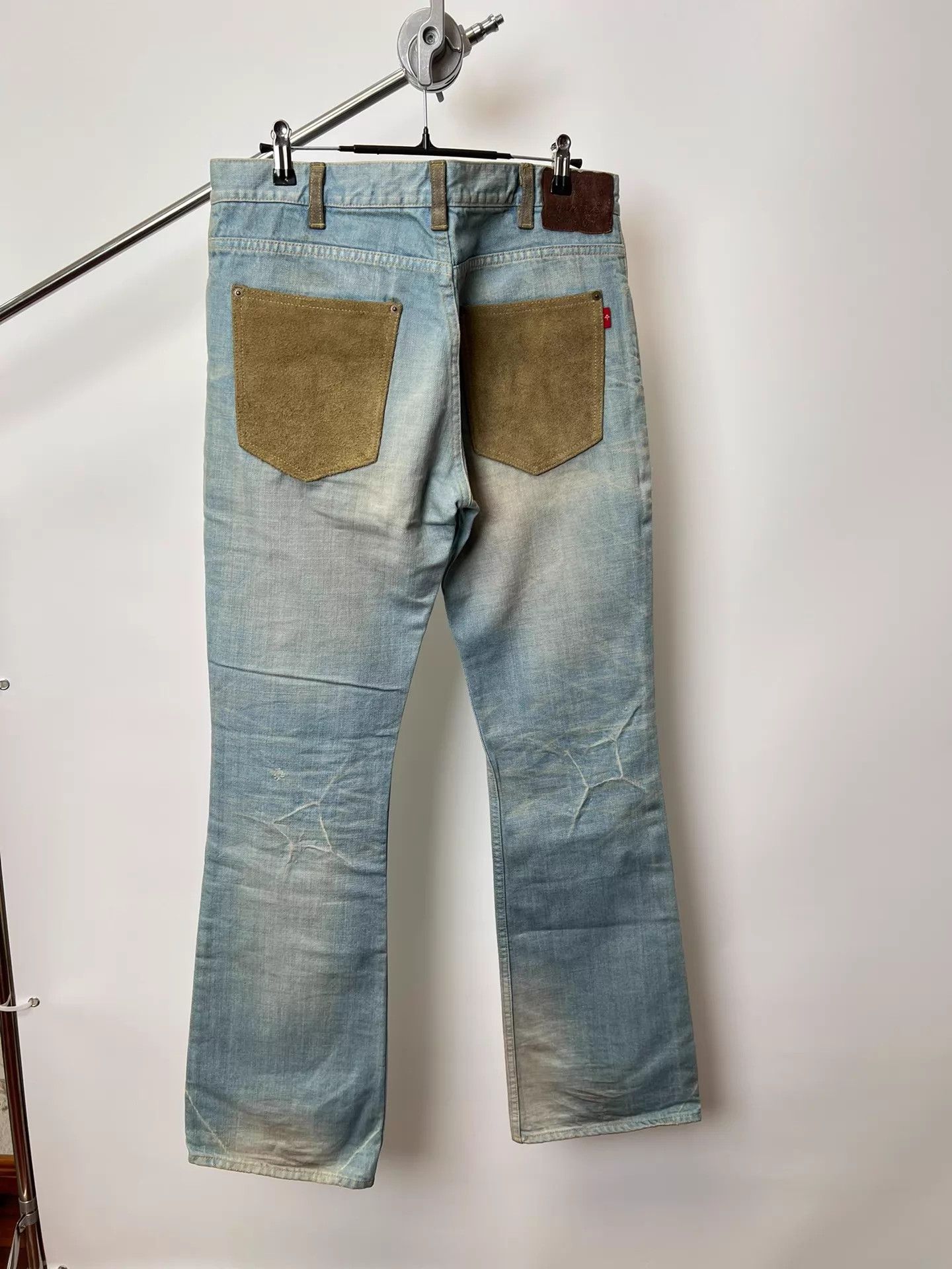 Vintage Vintage Japanese Washed Distress Suede Panel Jeans Size US 34 / EU 50 - 6 Thumbnail