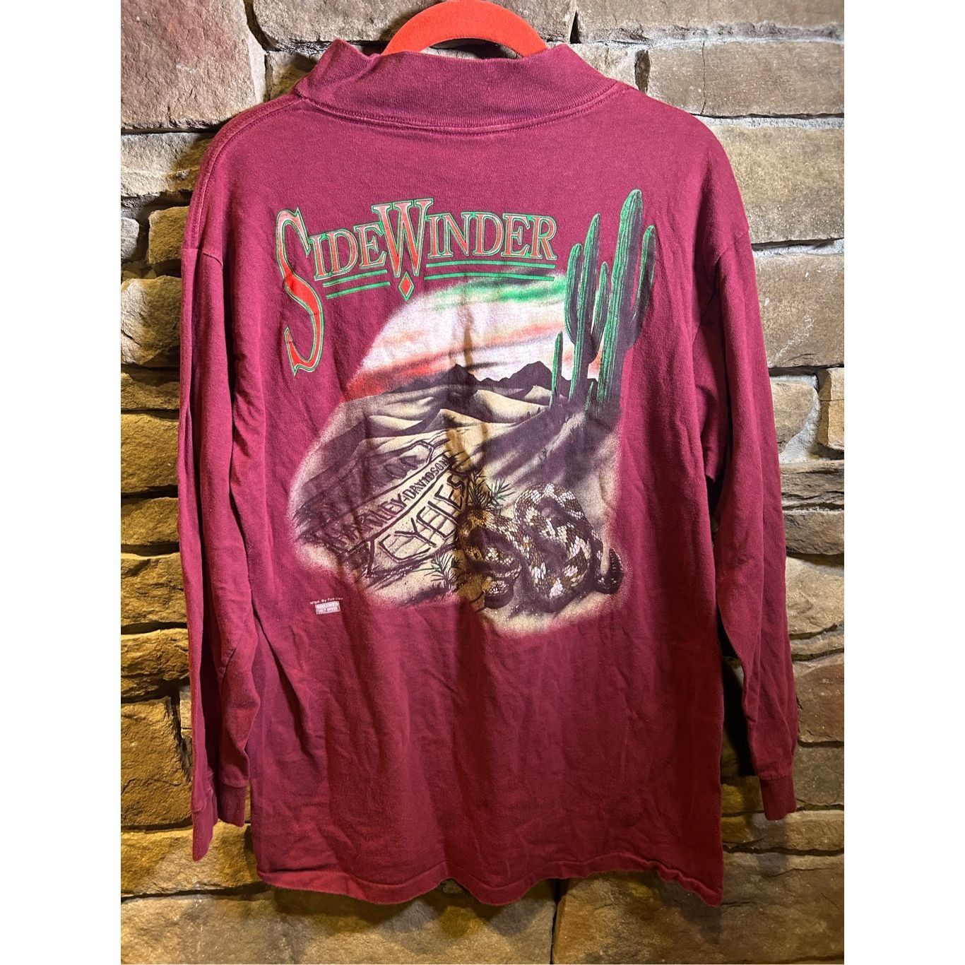 Vintage Vintage 1990s Single Stitch Sidewinder Harley Davidson Long Sleeve Pocket Fire Size US L / EU 52-54 / 3 - 1 Thumbnail