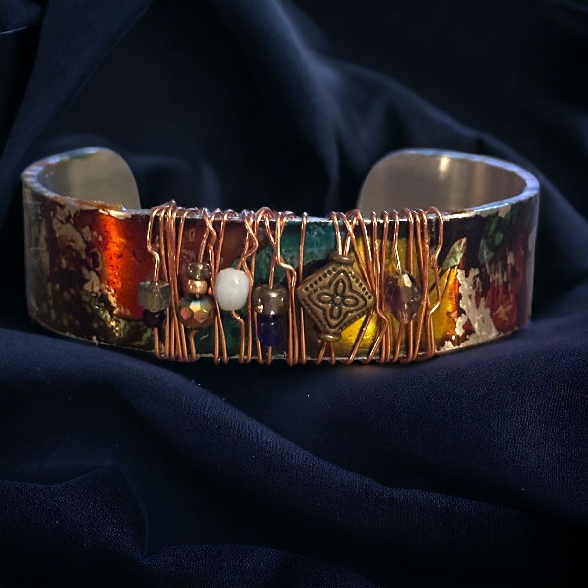 Other Handmade painted wire wrapped charm bangle cuff bracelet Size ONE SIZE - 1 Thumbnail