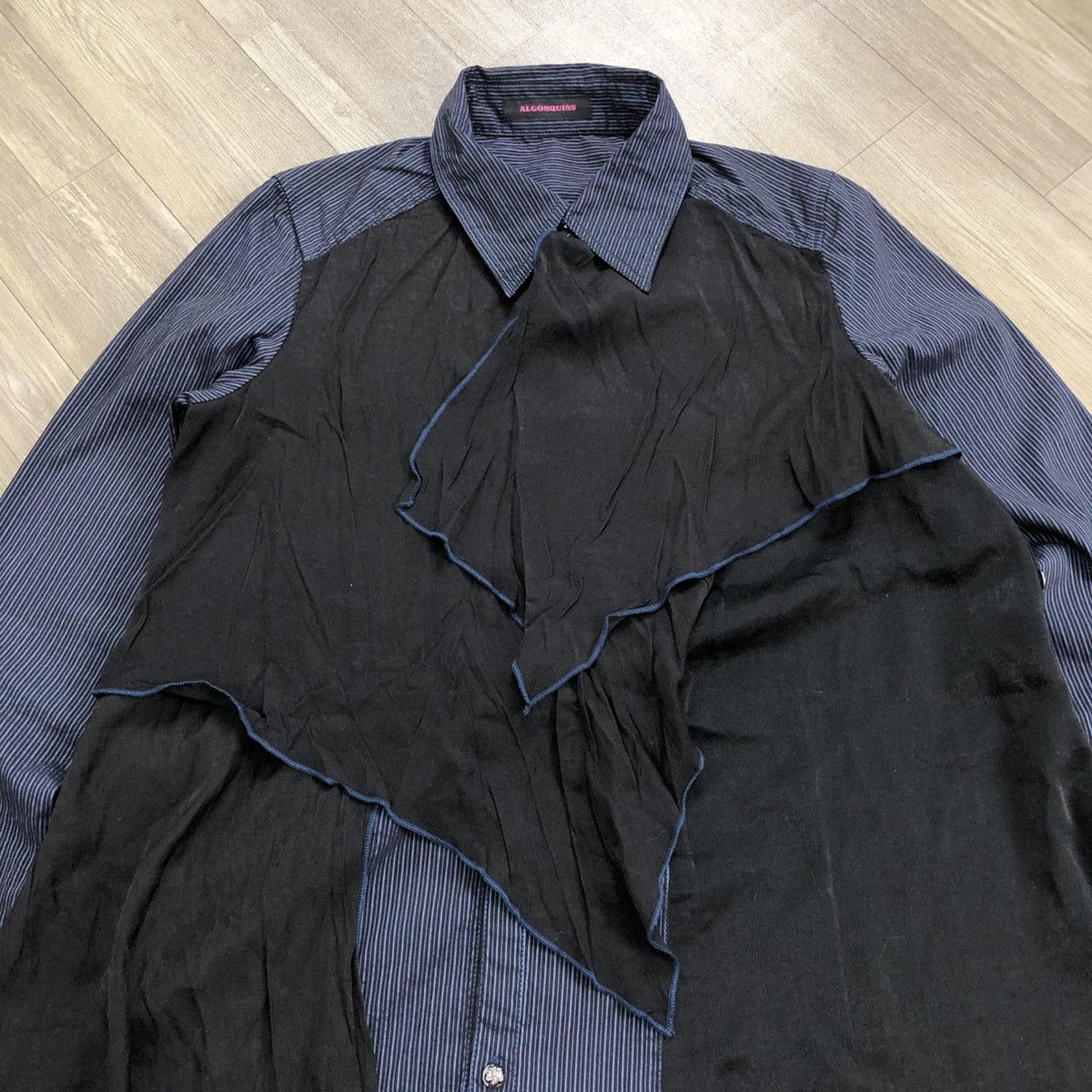 If Six Was Nine × Japanese Brand × Le Grande Bleu (L.G.B.) 2000s Algonquins Bondage Punk LGB GOA Striped Button Up Size US M / EU 48-50 / 2 - 5 Thumbnail
