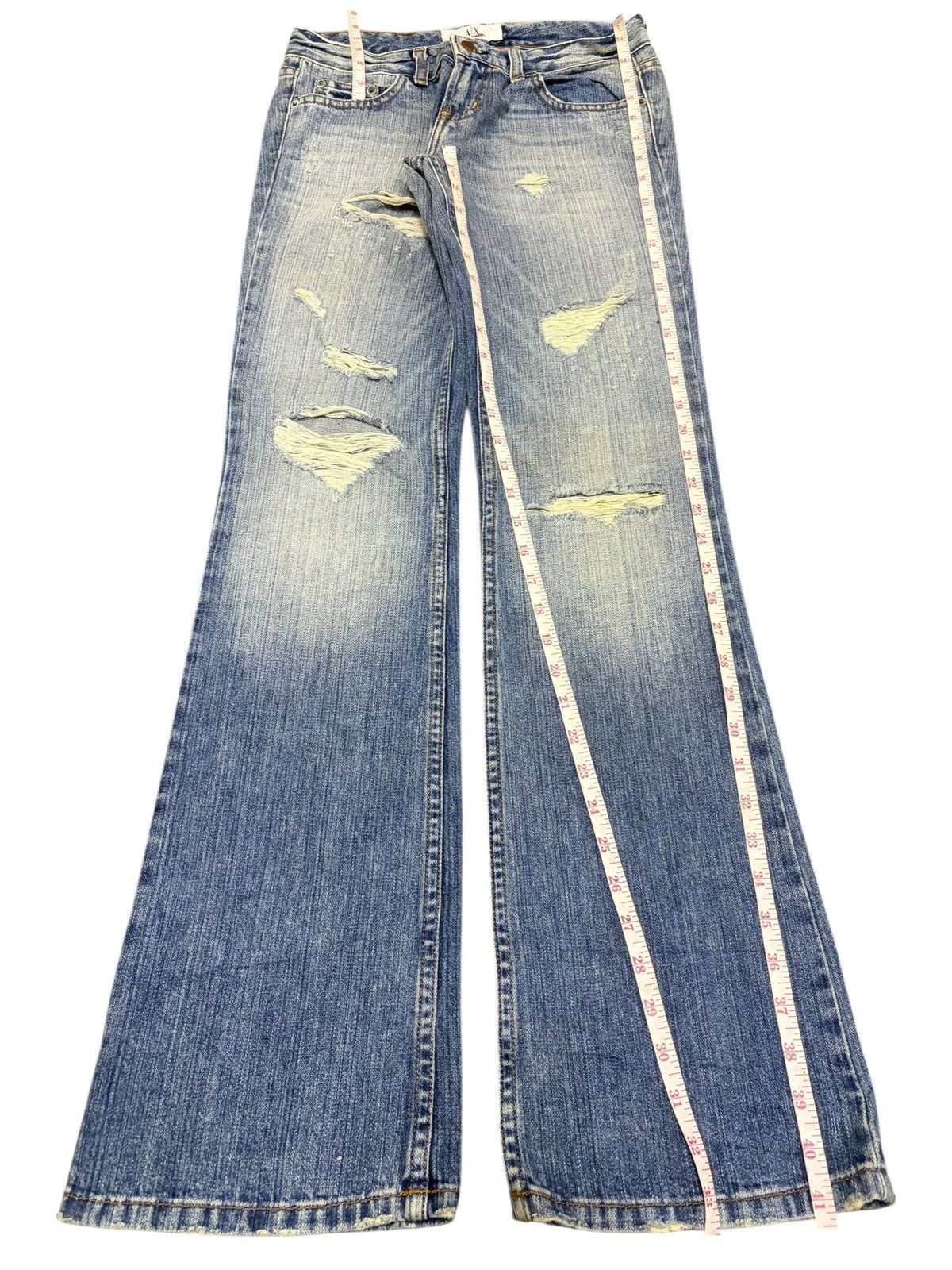 Armani Exchange Vintage Armani Exchange Distress Low Rise Flare Jeans Size 27" / US 4 / IT 40 - 7 Thumbnail