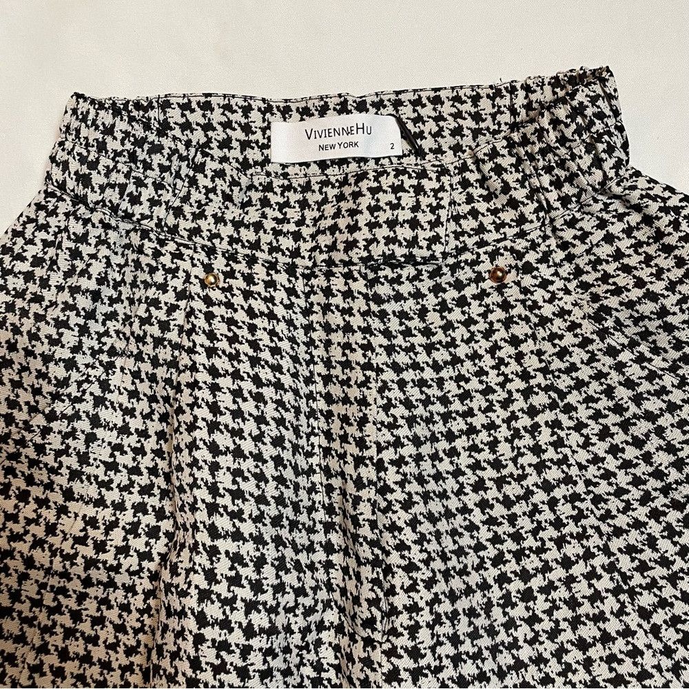 Other NWT New Vivienne Hu Pleated Houndstooth Patterned Pants Siz Size 26" / US 2 / IT 38 - 6 Thumbnail