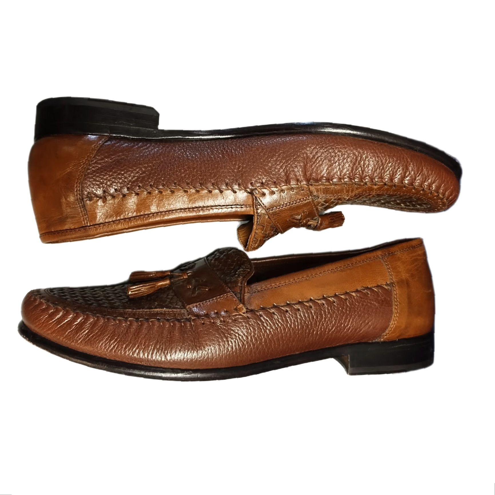 Florsheim Florsheim Pisa Tassel Loafers Mens US 11.5D Brown Weave Leather Moc Toe Slip On Size US 12 / EU 45 - 2 Thumbnail