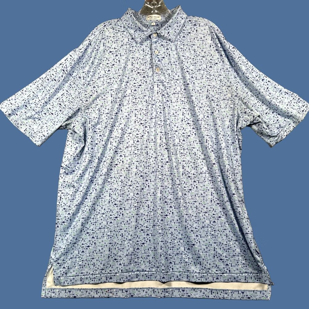 Peter Millar Peter Millar Polo Shirt XL Blue Summer Comfort Golf Beach Fishing All Over Print Size US XL / EU 56 / 4 - 1 Thumbnail