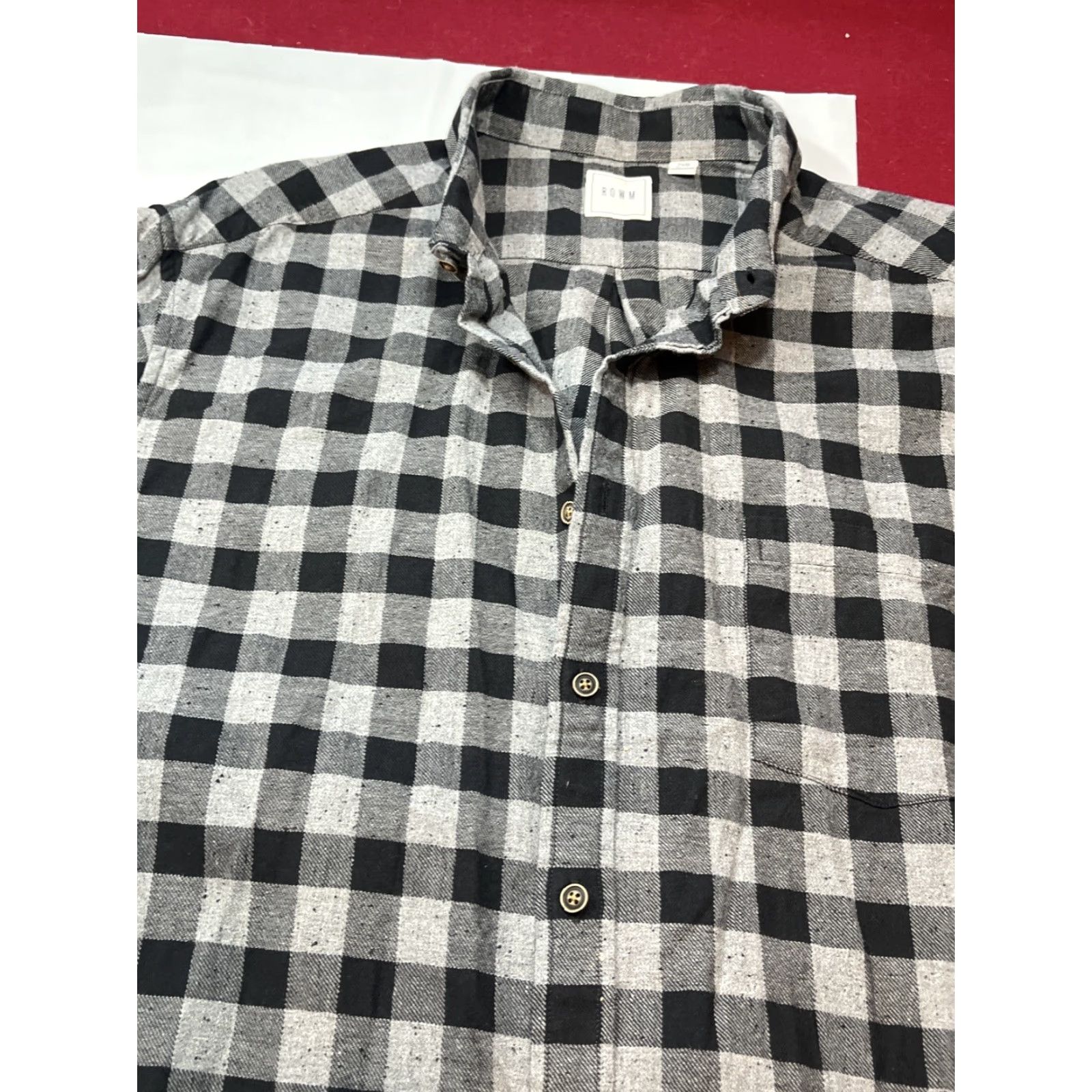 Vintage ROWM Black Gray Checkered Shirt Mens Button Long Sleeve Size 2XB Cotton Winter Shirt Size US XXL / EU 58 / 5 - 7 Thumbnail