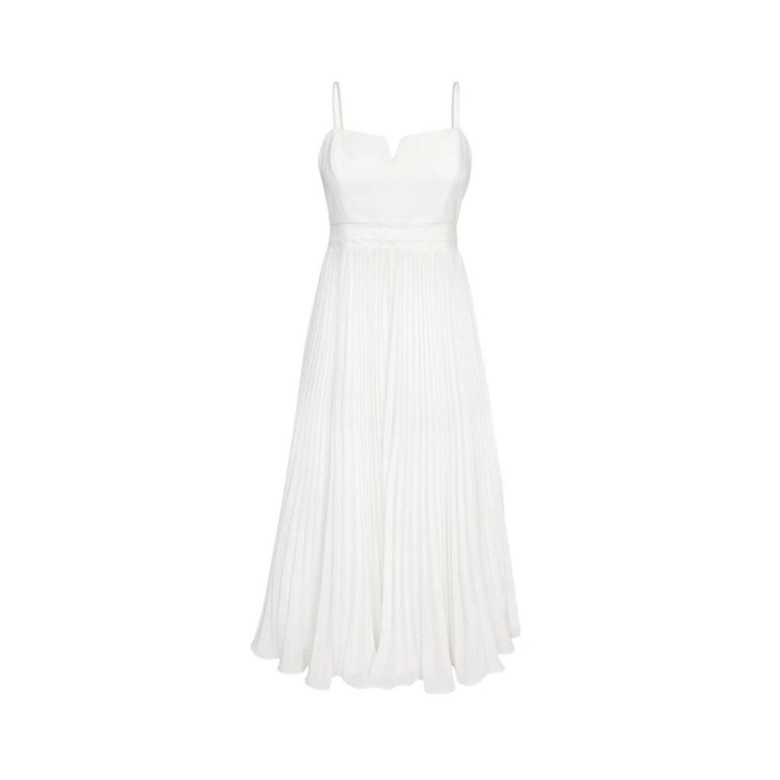 Other Adelyn Rae White Charli Pleated Midi Dress Medium NWT $138 Size M / US 6-8 / IT 42-44 - 2 Thumbnail