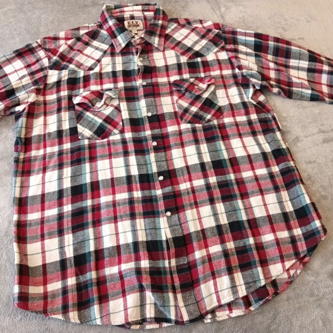 Vintage Ely Cattleman Shirt Mens XL Red Plaid Flannel Long Sleeve Snap Pockets Western Button-Up Size US XL / EU 56 / 4 - 5 Thumbnail