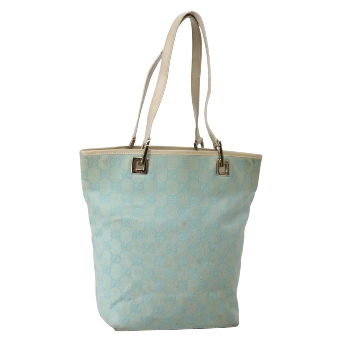 Gucci GUCCI GG Canvas Tote Bag Light Blue Gold 002 002 Size ONE SIZE - 1 Thumbnail