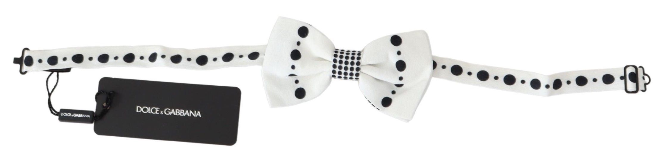 Dolce & Gabbana Elegant White Dotted Silk Bow Men's Tie Size ONE SIZE - 1 Preview